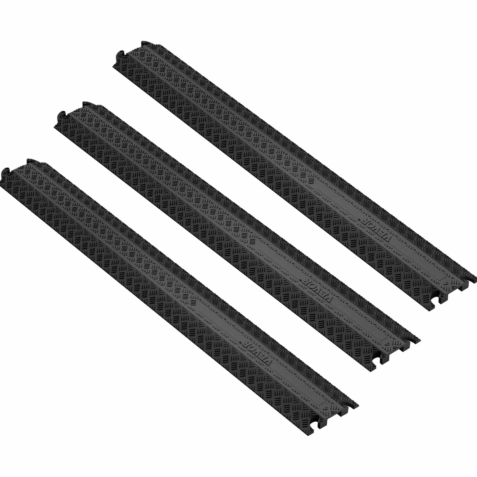 VEVOR Passe Câble Sol Lot de 3 Cache Câbles Capacité de Charge 907 kg Rampe de Protection Fils Électriques Robuste 100x13x2 cm Canal 4x1,3 cm pour Maison, Intérieur, Extérieur, Bureau, Entrepôt, École