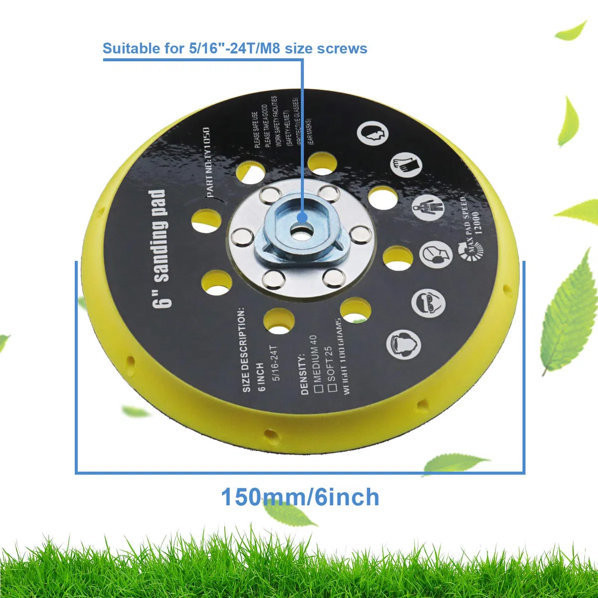 Create idea 6 Pouces Base de Ponceuse Support Polissage de Meulage 150mm 17 Trous Tampon de Remplacement Compatible pour RO1 ES150 ET2 BO6030 BO6040