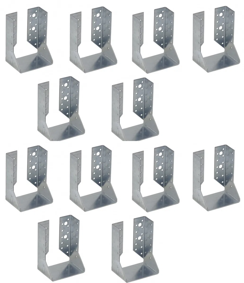 Gedotec Sabot de poutre avec languettes internes en acier | 10 pcs Support de poutre - 80 x 120 x 75 mm | Support de poteau Raccord d'angle pour charges lourdes