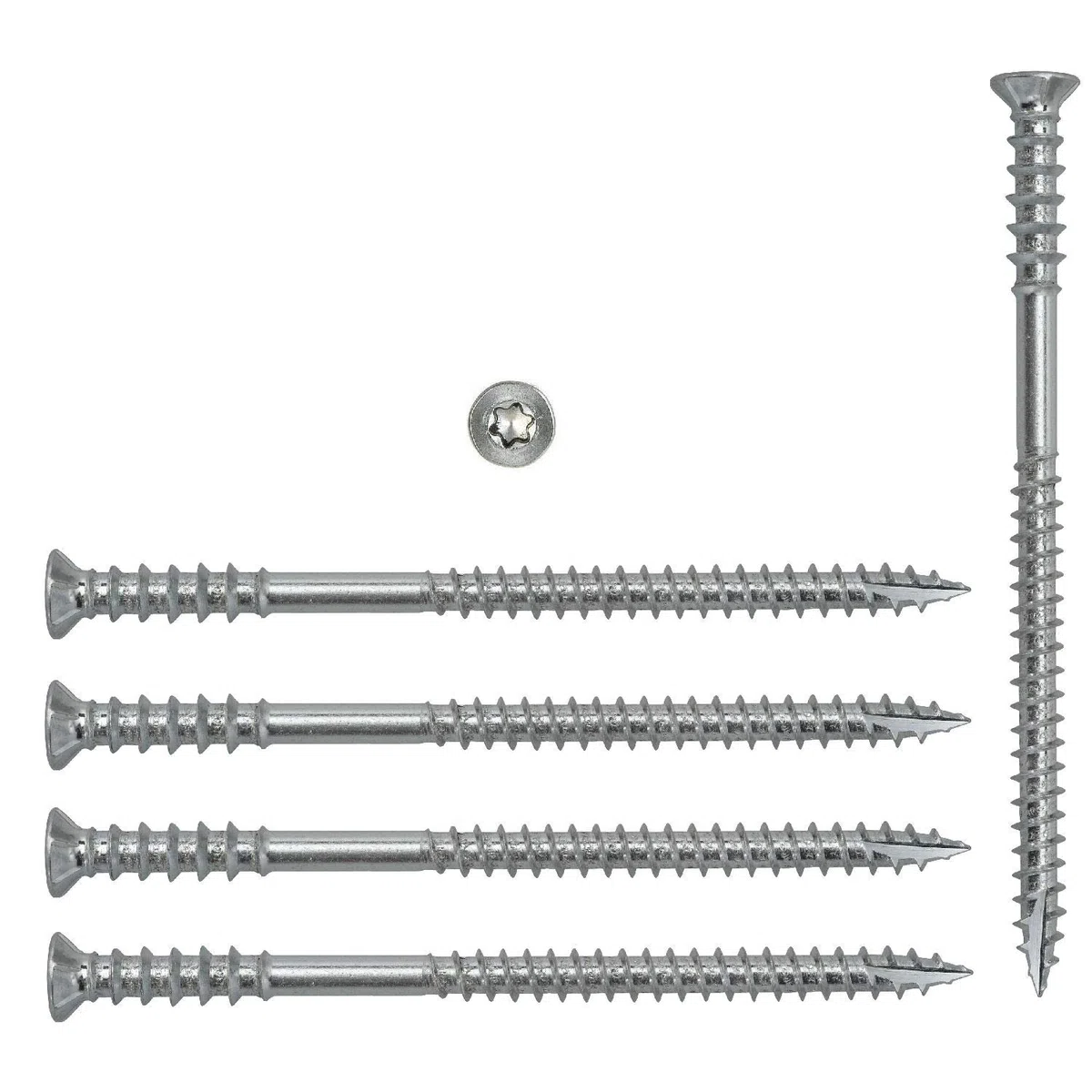 Lot de 200 vis d'ajustement 6 x 80 mm - Vis de réglage pointe fraisée Torx galvanisées