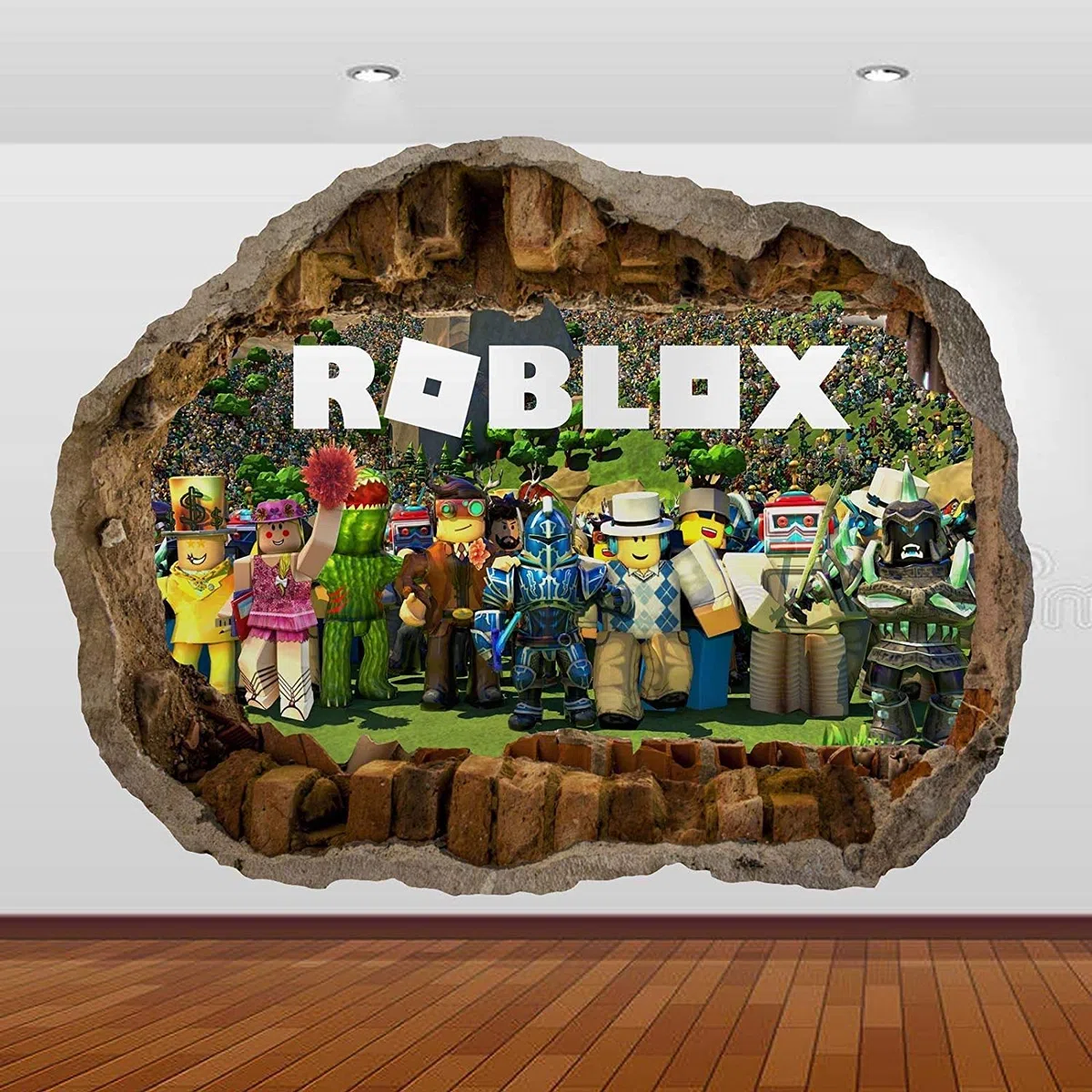 Autocollant Mural en 3D avec Personnages de Dessin animé de Roblox Gang - 90x65cm