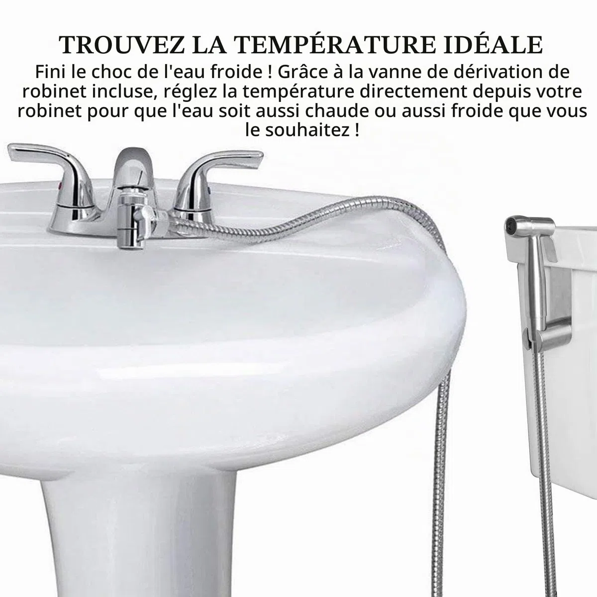 Douchette pour Lavabo Ensemble - Pommeau Douche pour Lavabo Douchette de Salle de Bain avec 59”Tuyau pour Pet Douche se Laver Les Cheveux ou Nettoyer L'évier - avec valve de robinet