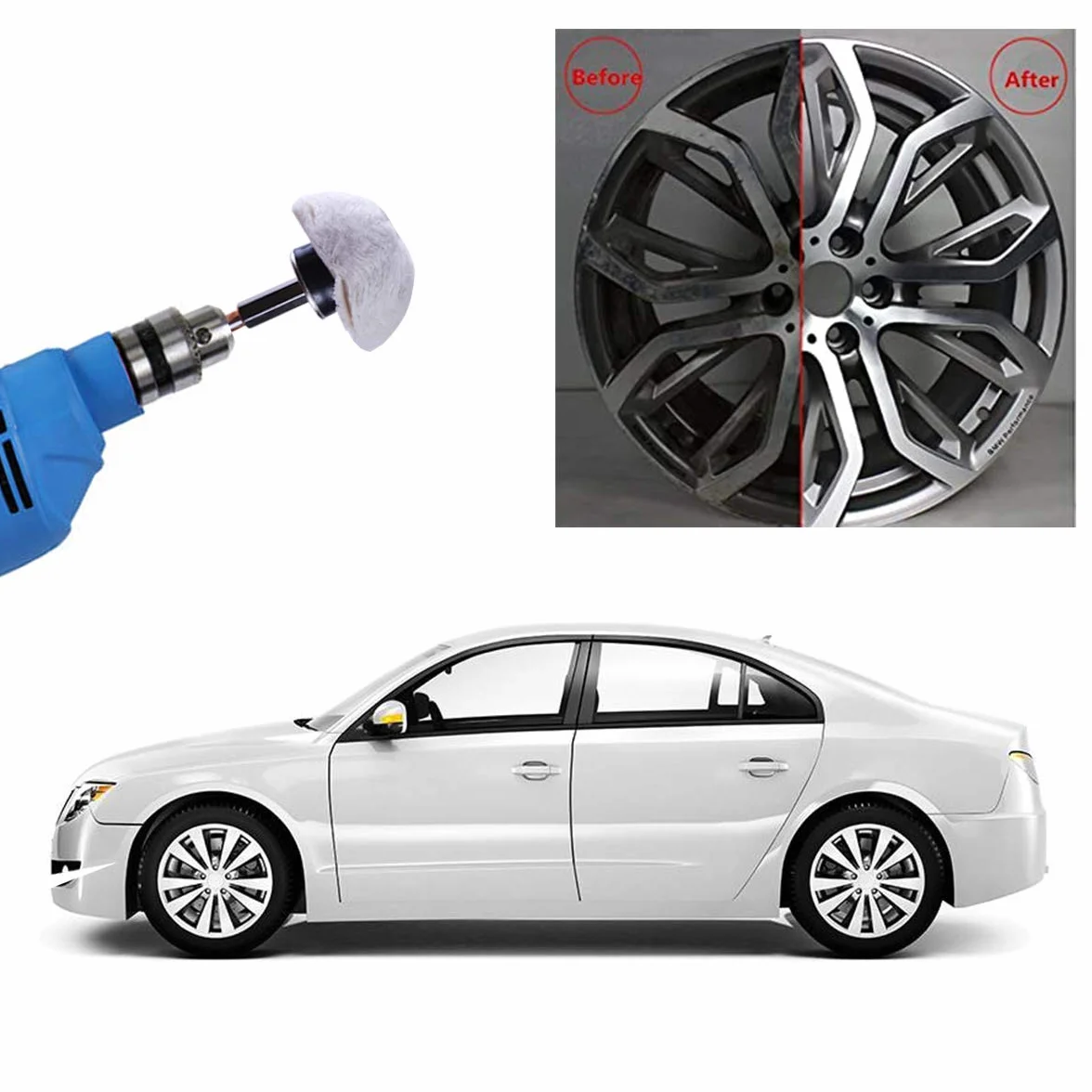Kit Polissage Perceuse Aluminium, HTBAKOI Kit Polissage Aluminium Brosse Roue Polissage pour Perceuse Chrome Inox Alu Metal