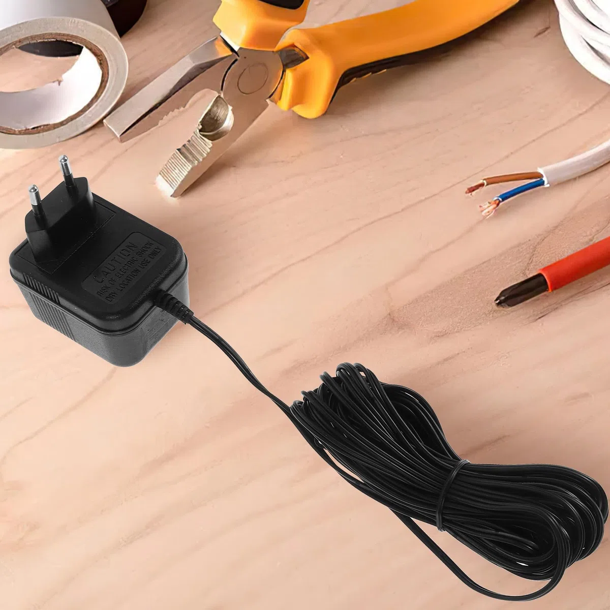 Adaptateur Secteur pour Sonnette de Porte 24v500mah Compatible Divers Systèmes de Sonnette, Câble Long, Design Élégant en Plastique Noir pour Usage Domestique