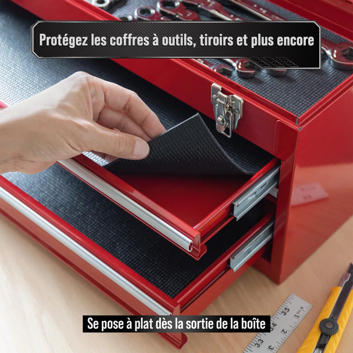 Precision Defined Tapis Antidérapant pour Servante, 40 cm x 4,8 m | Épais, Découpable et Résistant, pour Fond de Tiroir