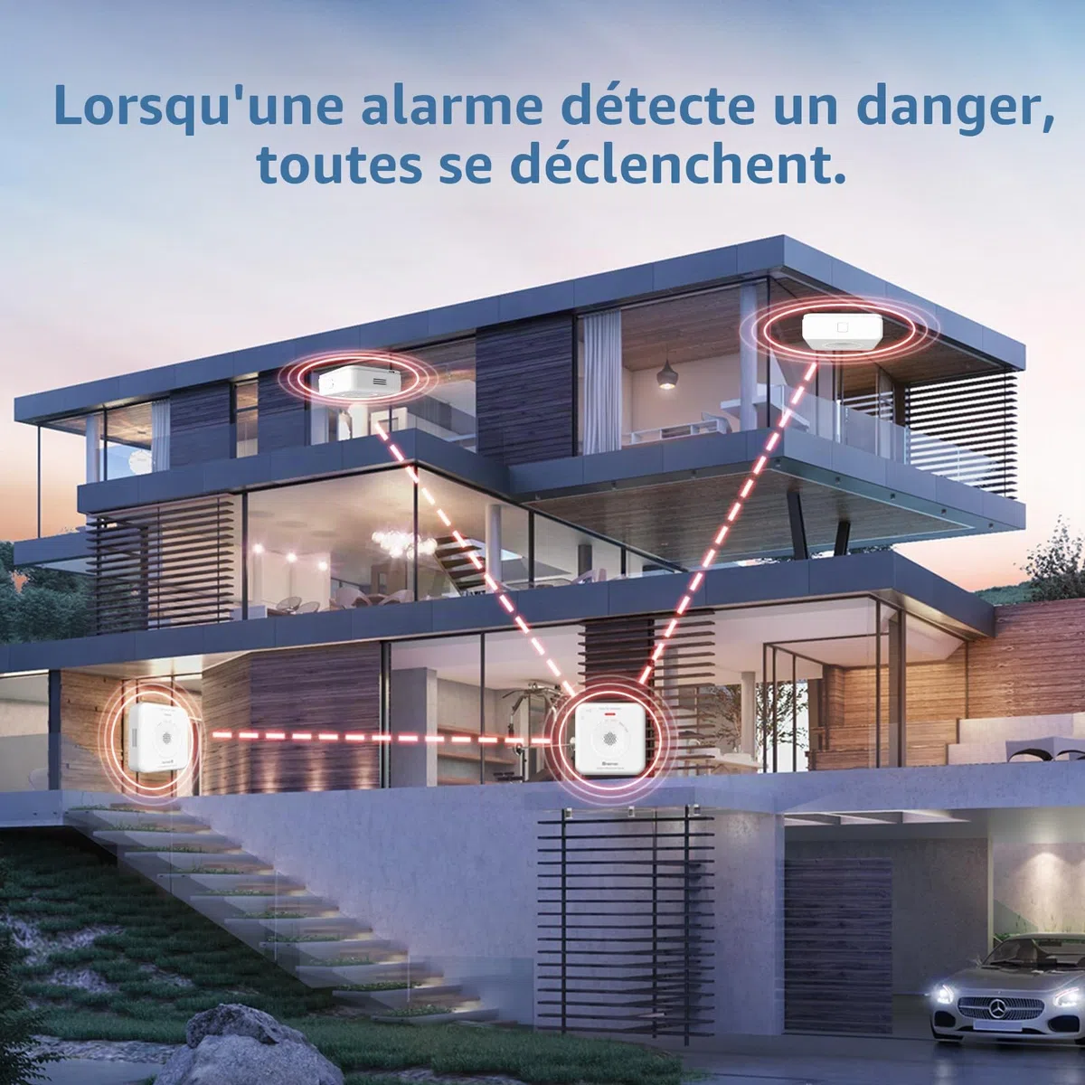 HEIMAN Interconnecté Détecteur de monoxyde de Carbone sans Fil - Alarme CO - 10 Ans - Piles remplaçables - 85 DB - pour la Maison - Portable - Fonctionne avec Piles (1)