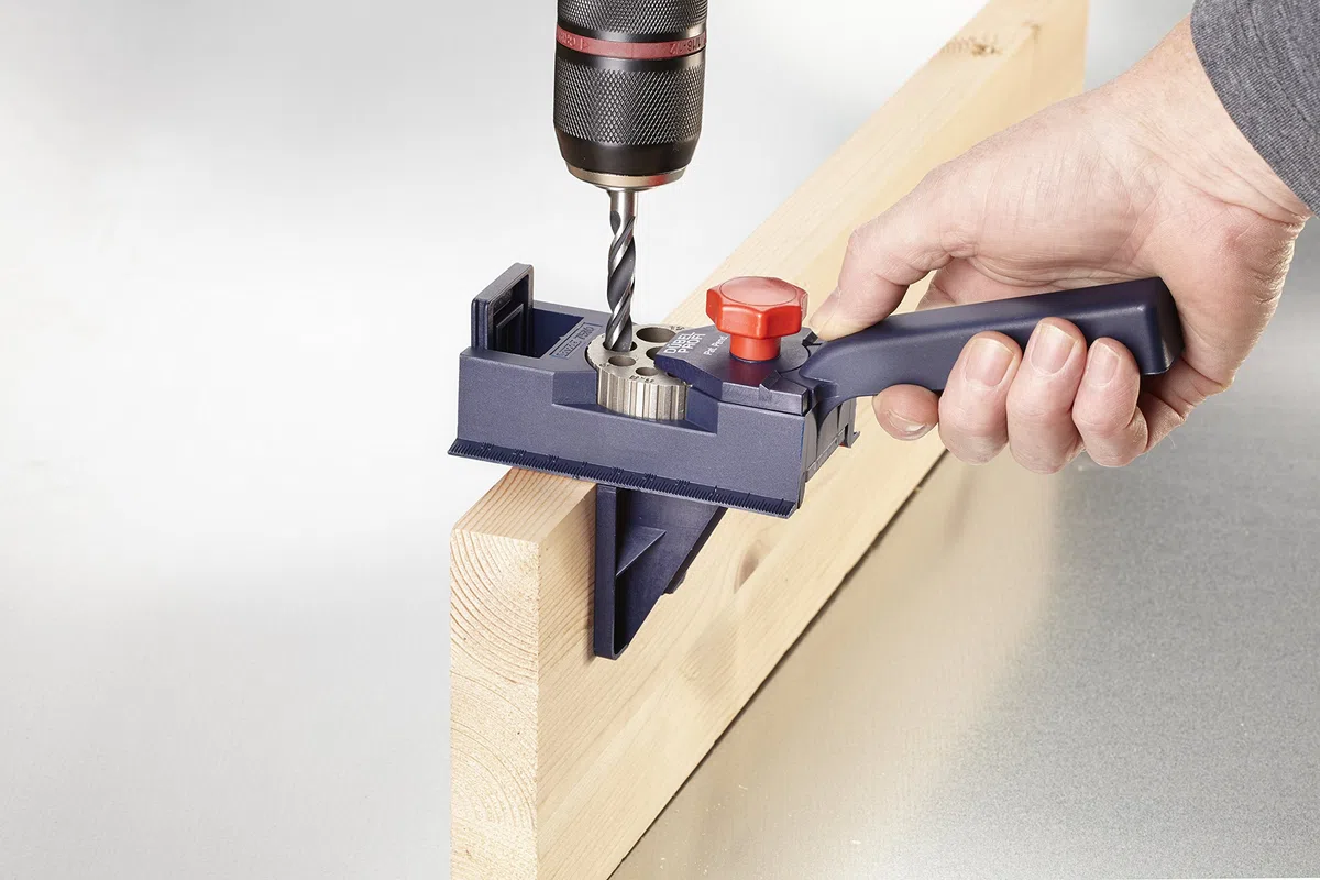 kwb Professionnel des chevilles - gabarit de perçage universel avec tailles de trous réglables, pour chevilles en bois, antidérapant, Ø44267mm