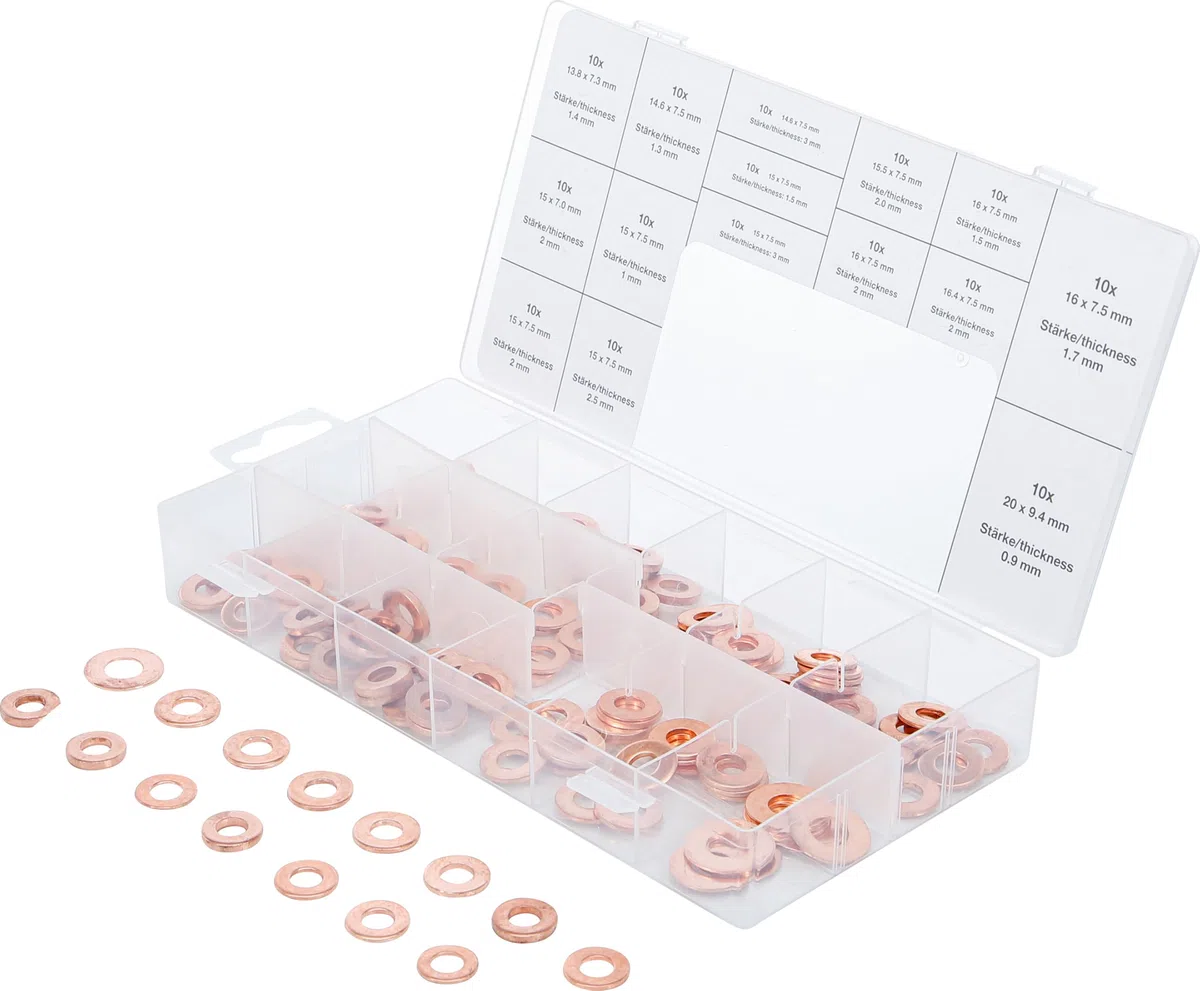 BGS 8120 | Assortiment de joints en cuivre pour injecteur | 150 pièces