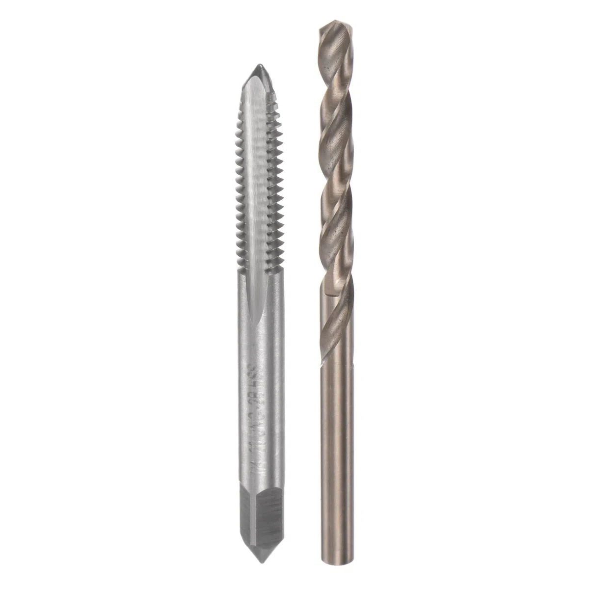 sourcing map Jeu de tarauds et embouts, 1/4-20 UNC 2B, taraud de fraisage à cannelure droite, 5,1 mm M35 en acier rapide (HSS-CO)
