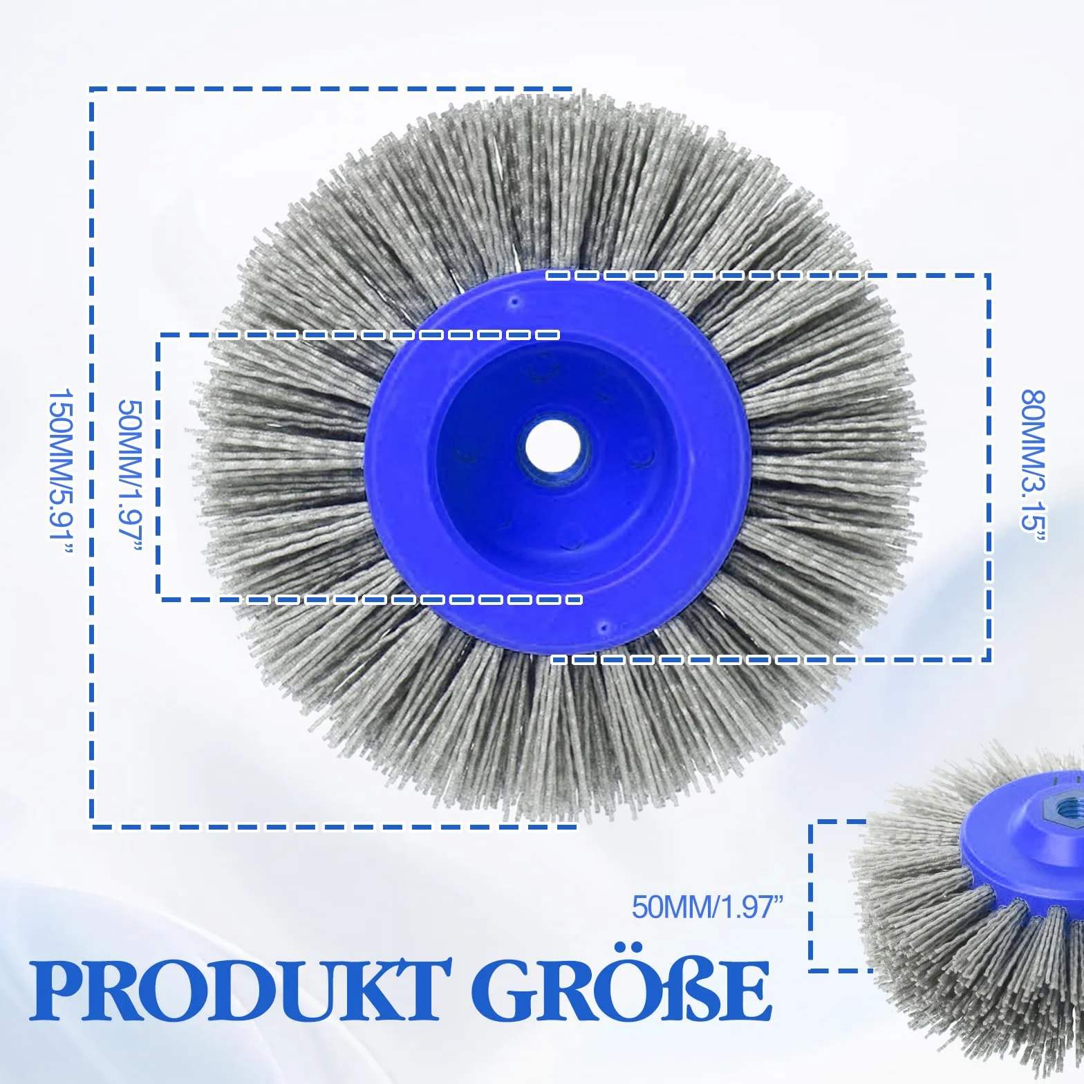 Brosse de ponçage, brosse en nylon grain 46/60/80/120, 150 mm M14 brosse de polissage pour machine à satiner meuleuse d'angle, roue de tréfilage, dérouillage du bois et du métal, polissage, ponçage