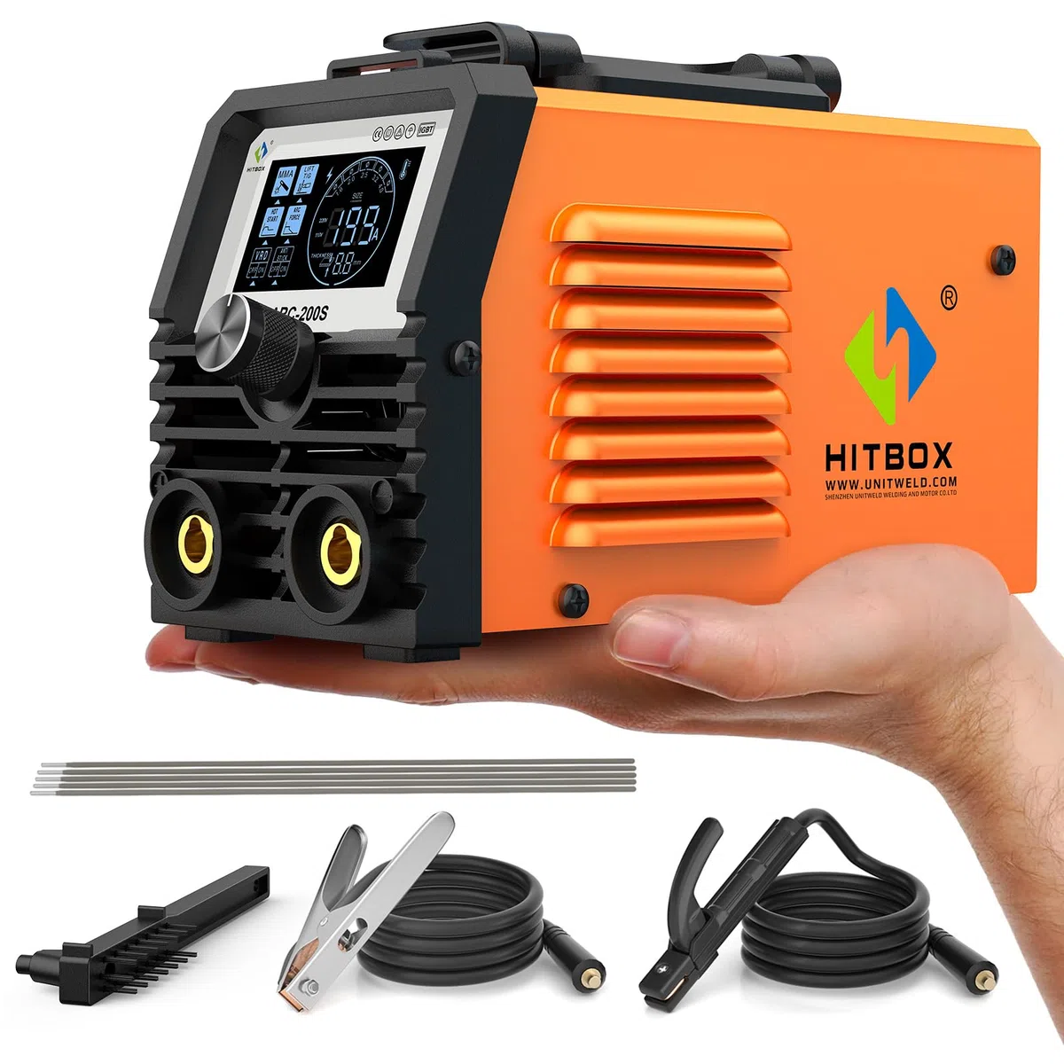 HITBOX Mini Poste à Souder Inverter 200A 2-en-1 MMA/Lift TIG - Compact avec Affichage LED - Hot Start, ARC Force - Pour Débutants et Travail à Domicile (ARC200S)