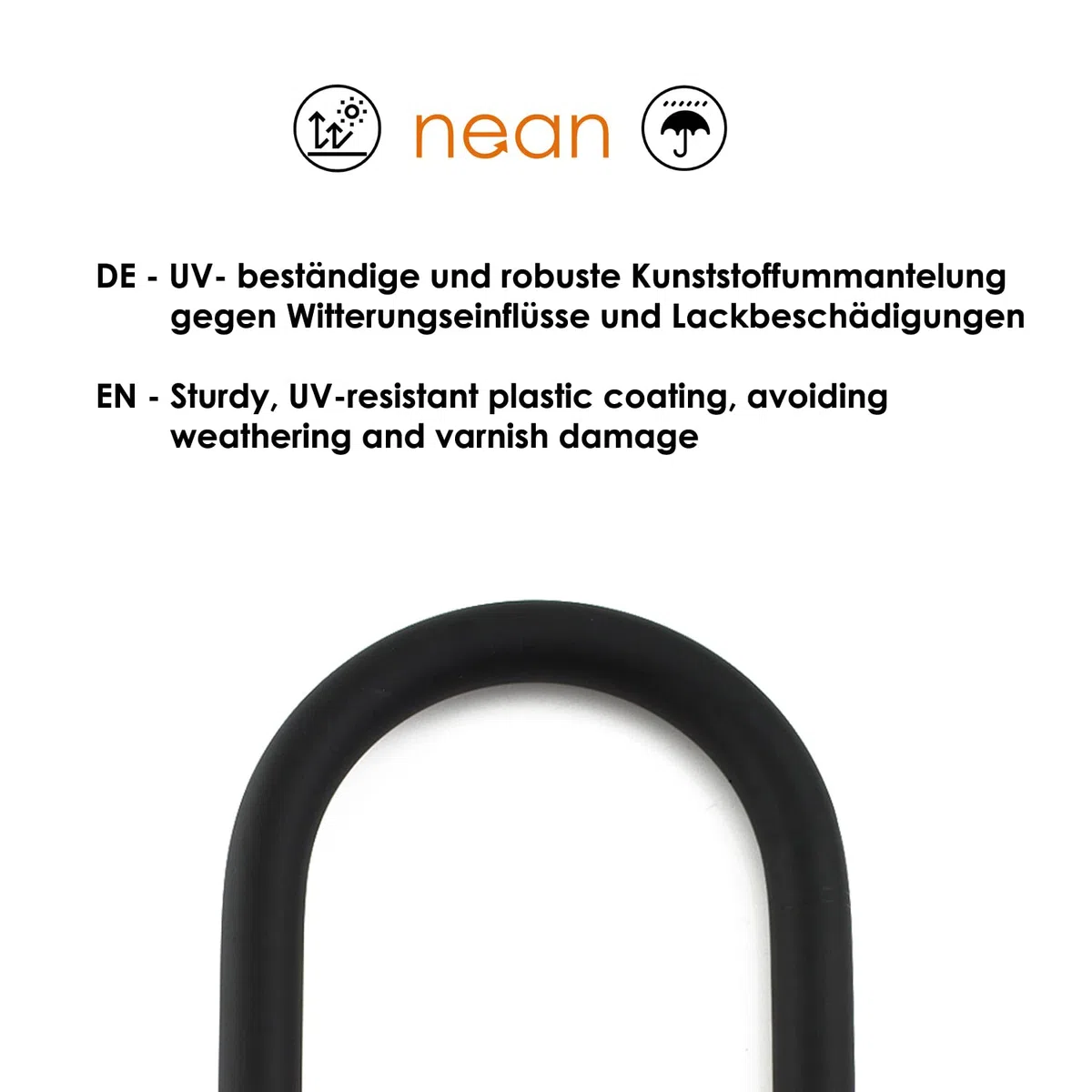 Cadenas Nean à anse pour vélo et moto, en acier massif - Avec un support et 2 clés - 180 x 245 mm