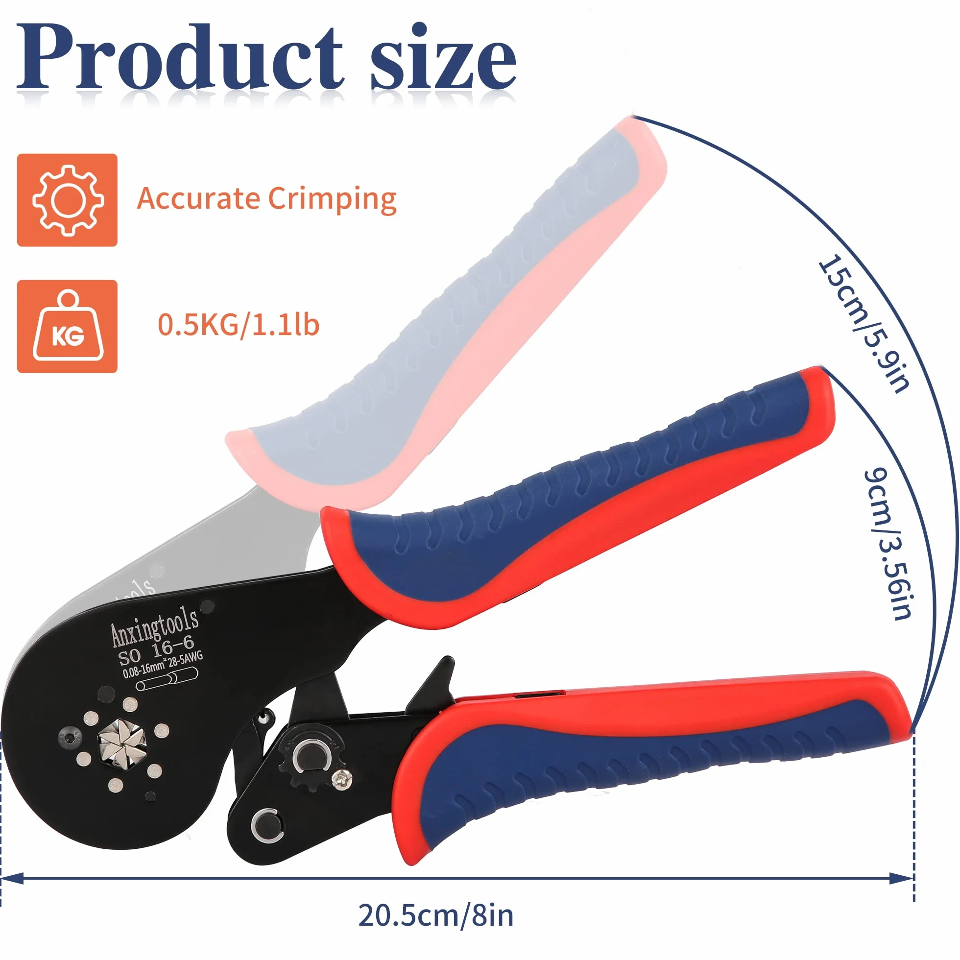 Kit d'outils de sertissage de virole, pince à sertir à fil hexagonal pour 0,08-16 mm² avec 1200 bornes d'extrémité de fil de cuivre rouge, outil de sertissage de fil à cliquet (Crimping Tool Kit)