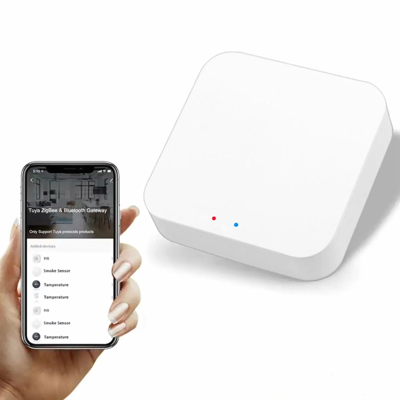 Passerelle ZigBee et Hub Bluetooth, 2en1 Passerelle ZigBee sans fil avec contrôle à distance par APP, Pont WiFi Bluetooth pour le contrôle d’automatisation domestique,Passerelle Tuya compatible Alexa
