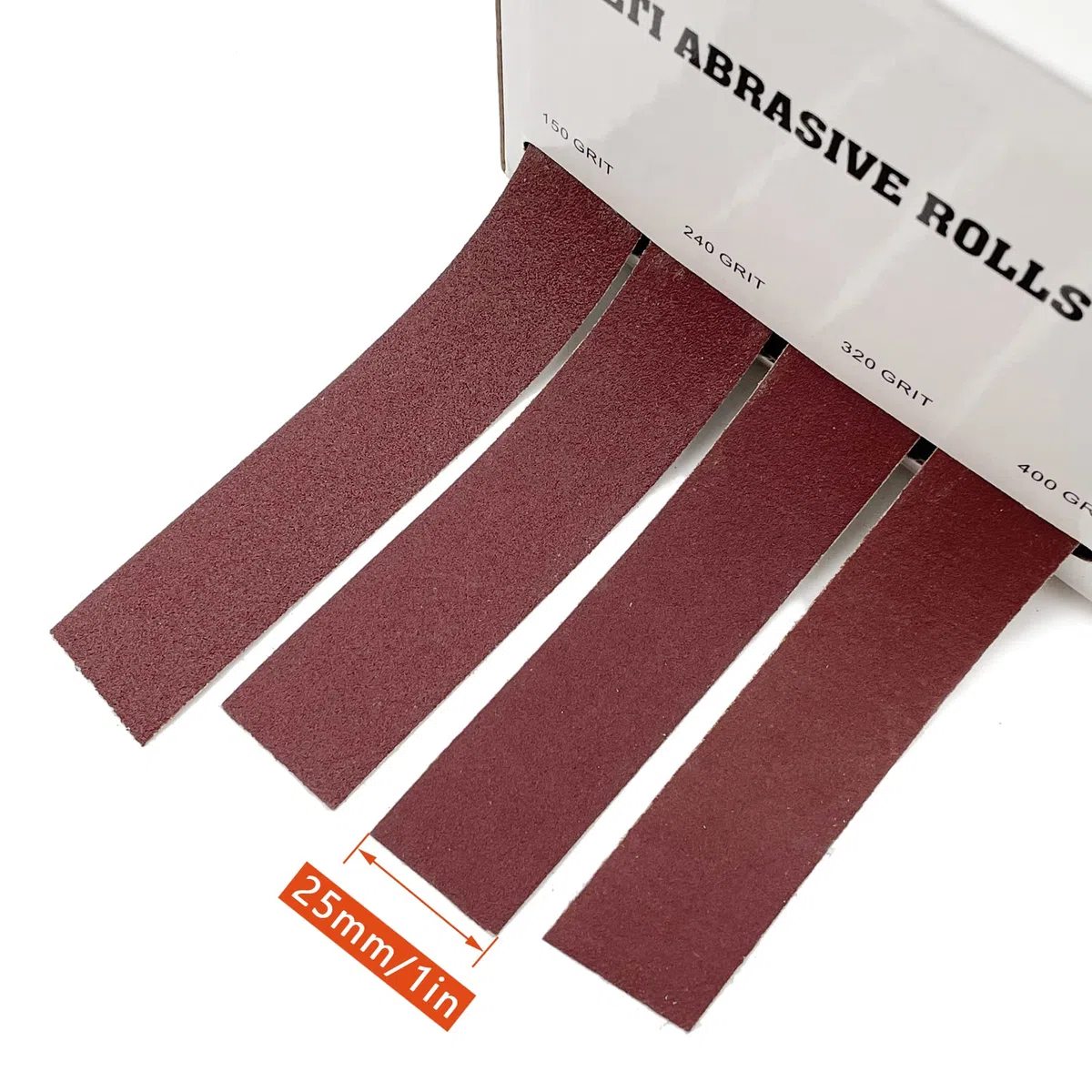 Lot de 4 rouleaux de papier abrasif avec distributeur de papier émeri rétractable pour métal, verre, menuiserie-4 rouleaux de 8 m