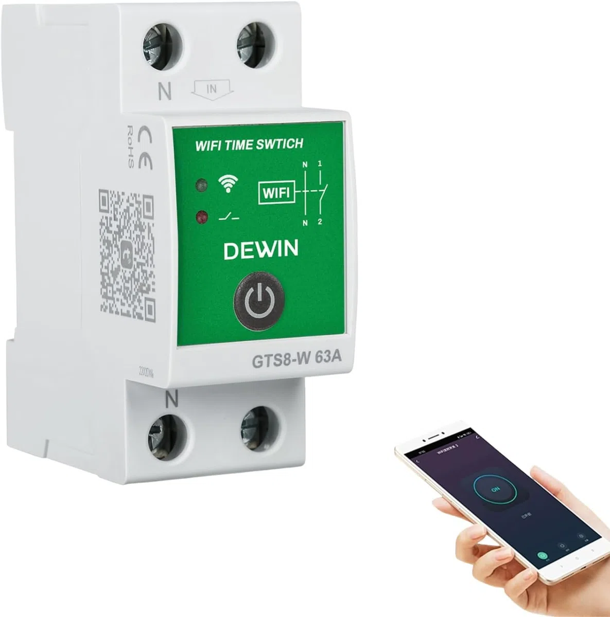 Minuteur WiFi Intelligente, 2P 63A 220V Minuterie Programmable WiFi Rail DIN Horloge Modulaire Connectée WiFi Compatible avec Le contrôle à Distance Via l'app Tuya