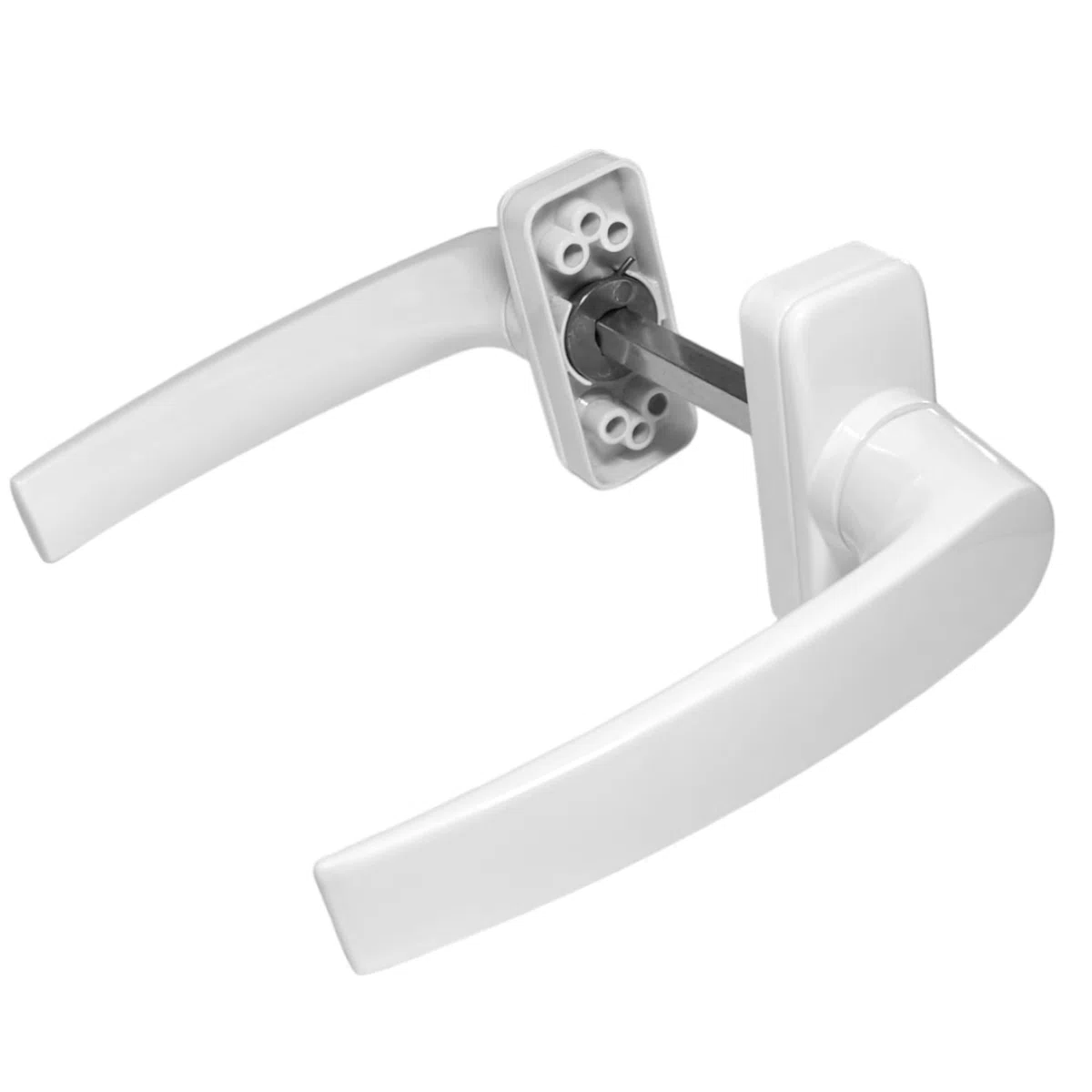 Jeu de Manilles en Aluminium pour Portes | Manille avec Rosette | Écu Rectangulaire | Carré de 8 mm | Manivelle Réversible | Laqué Blanc