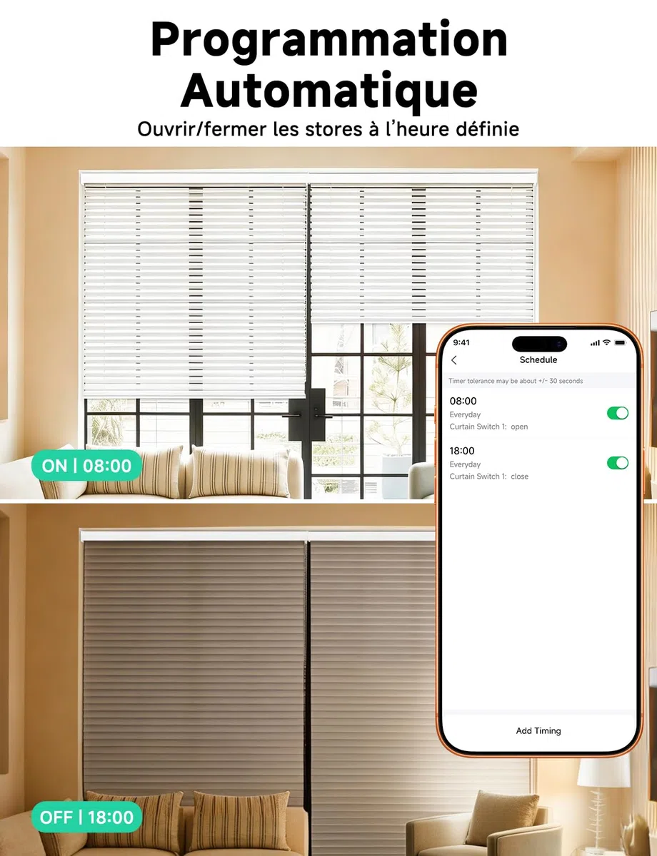Interrupteur Connecté WiFi Volet Roulant Tactile [Fil Neutre] | Interrupteur Intelligent Mural Pour Rideau Compatible Alexa, Google Home, Commande Vocale, Minuterie & Partage, 1 Pack