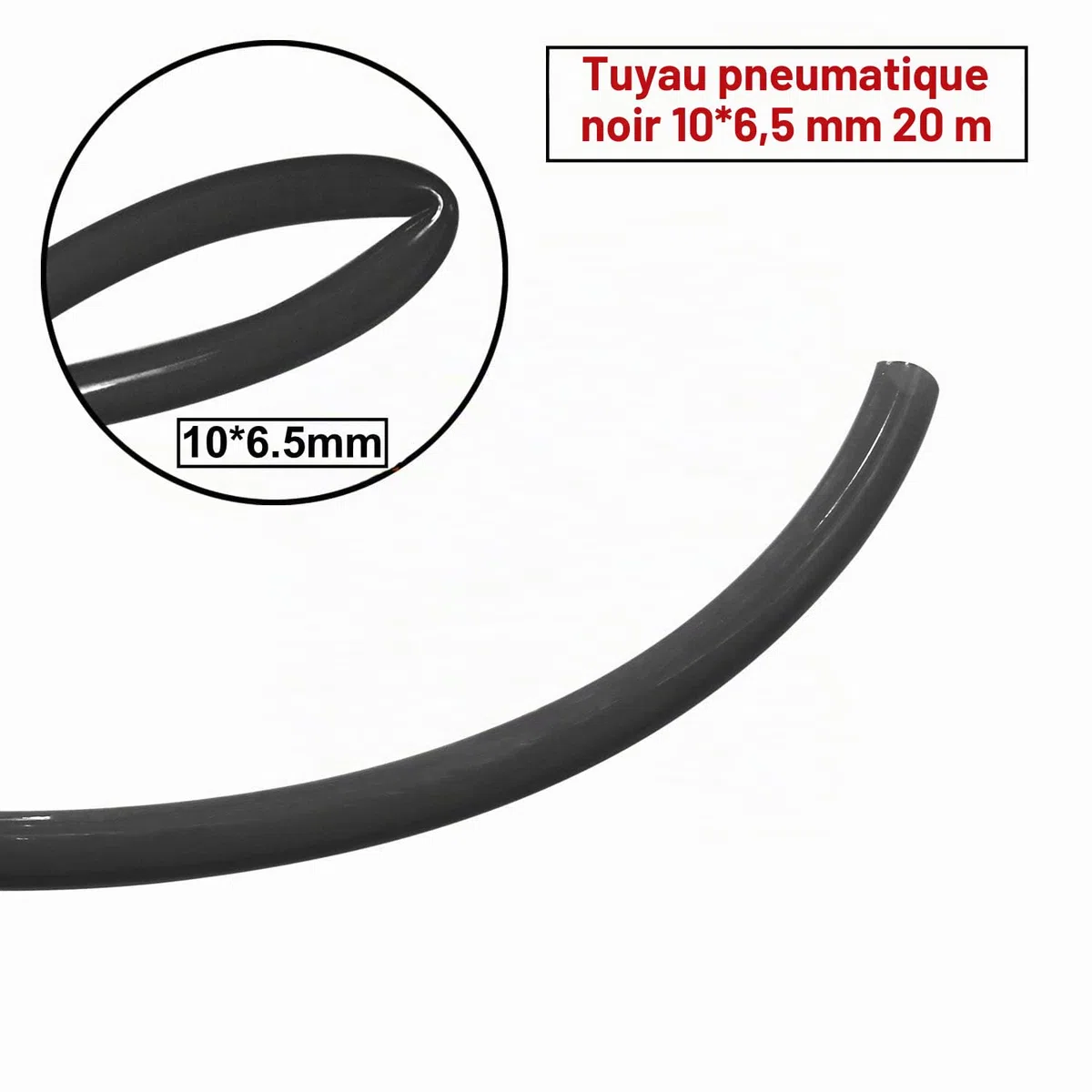 HUAZIZ 20 Meter PolyuréthaneTuyau Noir Pneumatique, PU Tuyau Air, 10 mm OD x 6,5 mm ID, Polyuréthane PU Air Kit + 1 Pcs Coupe-Tuyau