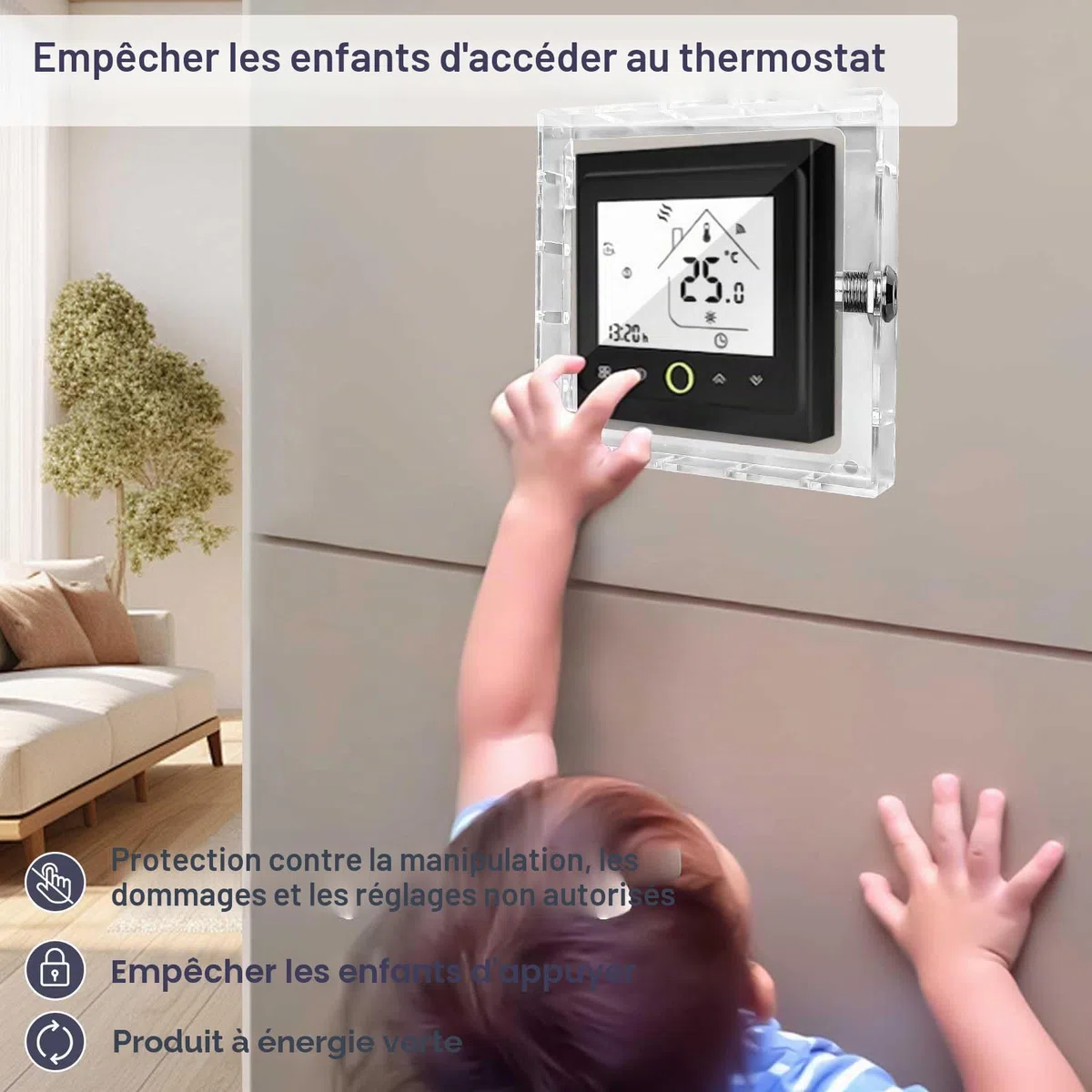 Boîtier de verrouillage pour thermostat avec 2 clés, en acrylique transparent, couvercle de protection inviolable avec vis et boulons, empêche l'accès non autorisé pour la maison, le bureau, l'école