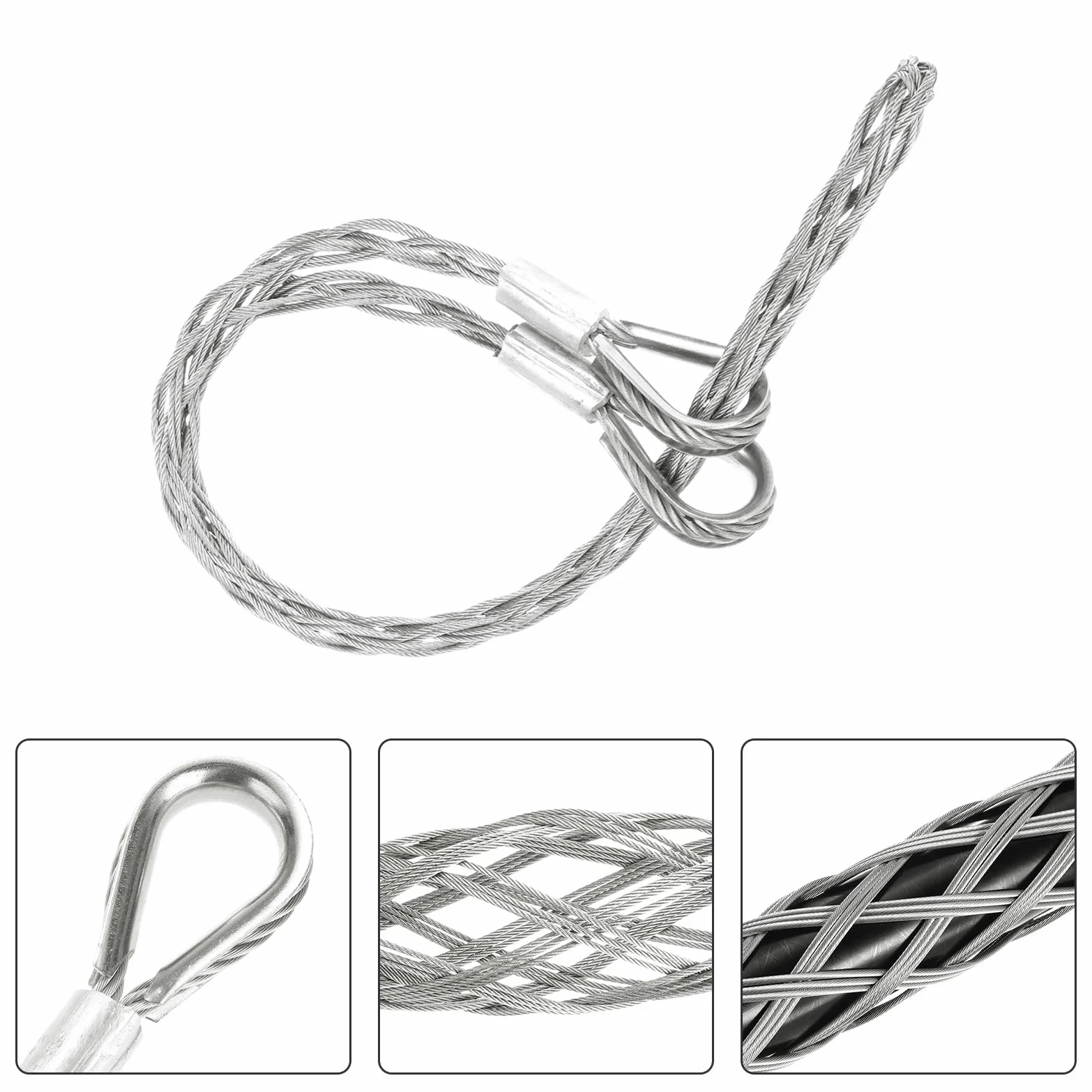 QUARKZMAN 18-25mm OD Câble Chaussettes de Tirage Grip 0,64M Double Tête Côté Tirer Fil Maille Puller Chaussettes Grip Outils de Tirage de Fil en Acier Inoxydable