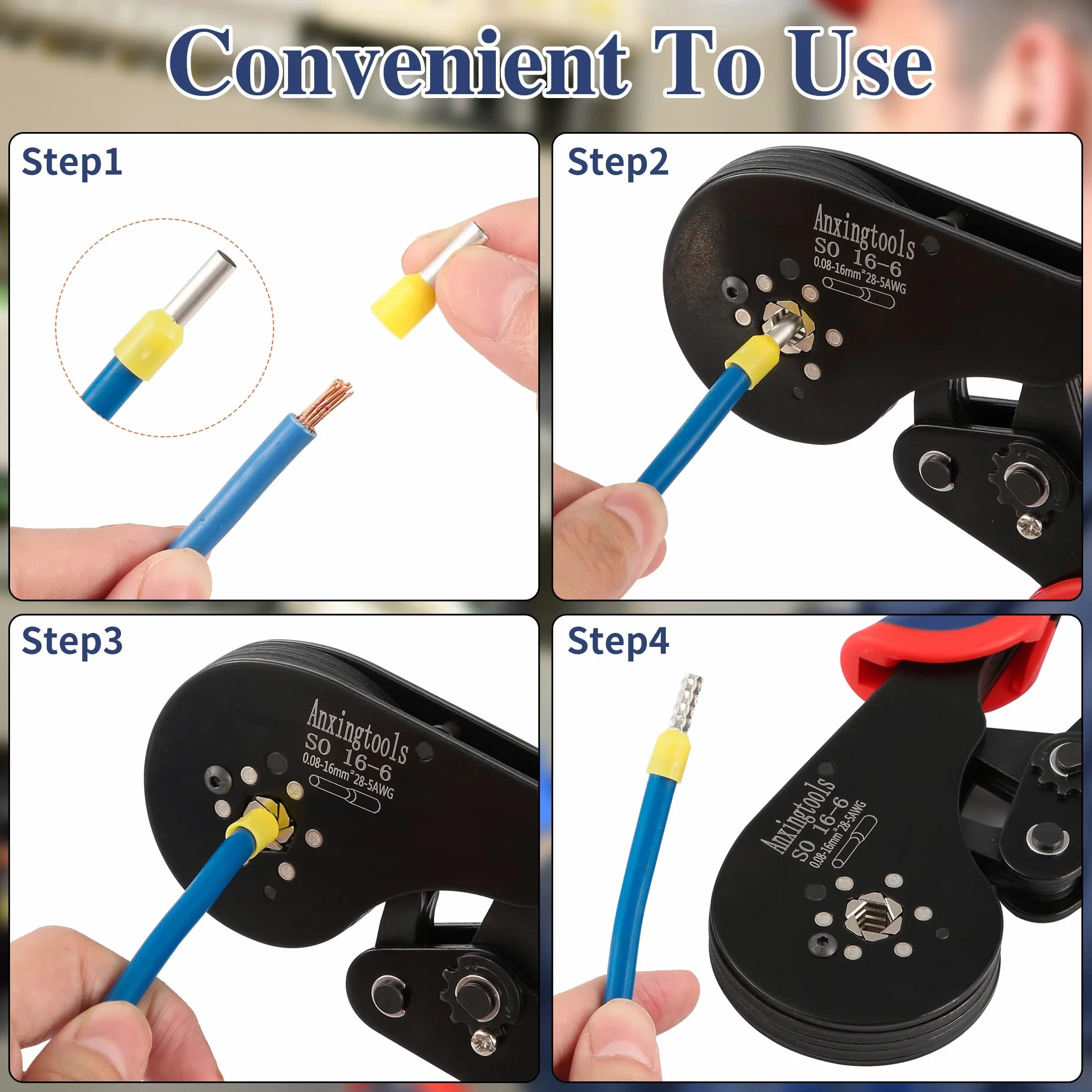 Kit d'outils de sertissage de virole, pince à sertir à fil hexagonal pour 0,08-16 mm² avec 1200 bornes d'extrémité de fil de cuivre rouge, outil de sertissage de fil à cliquet (Crimping Tool Kit)