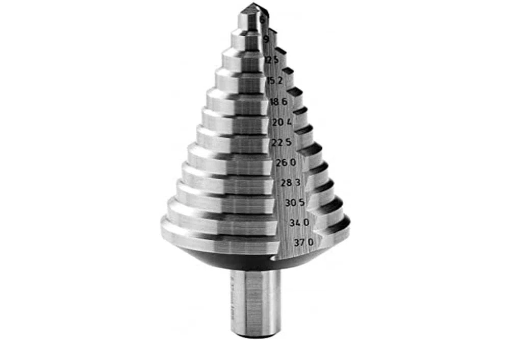 FACOM - Foret à Étage - 678014 - Forets Métaux, Bois, Tout Matériau - Queue Cylindrique de 10 mm avec 3 Méplats - Marquage de Différents Diamètres - Spécial Presse Étoupe PG - Robuste