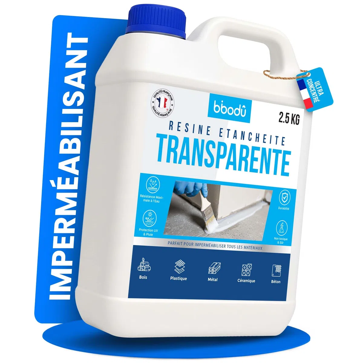 Etancheite Toiture 2.5 KG | Resine Etancheite Liquide Transparente | Agent de Revêtement Imperméable Transparent | Parfait pour Terrasse, Toits, Extérieurs, Intérieurs, Cuisine