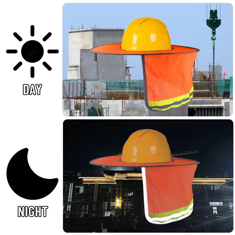 WMYCONGCONG Casque de protection solaire à bord complet en maille avec bande réfléchissante pour chantier de construction en plein air, accessoires de casque de sécurité, haute visibilité