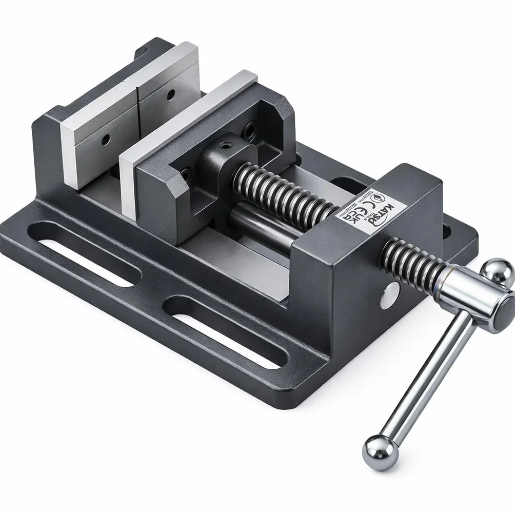 KATSU Étau de perceuse à colonne 4" (100 mm) avec barre de guidage, pince de banc de perçage à pilier de qualité professionnelle pour ateliers et fraiseuses 4022704