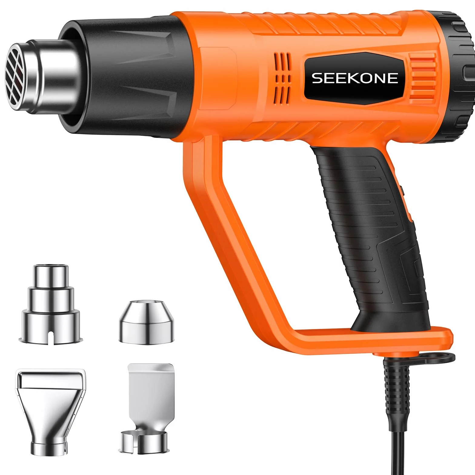 Décapeur Thermique, SEEKONE 2000W 400℃ & 600℃ Réglages Double Température Pistolet Thermique avec 4 Buses, Protection de Surcharge, Manche Antidérapant, Idéal pour Retrait Thermiquement