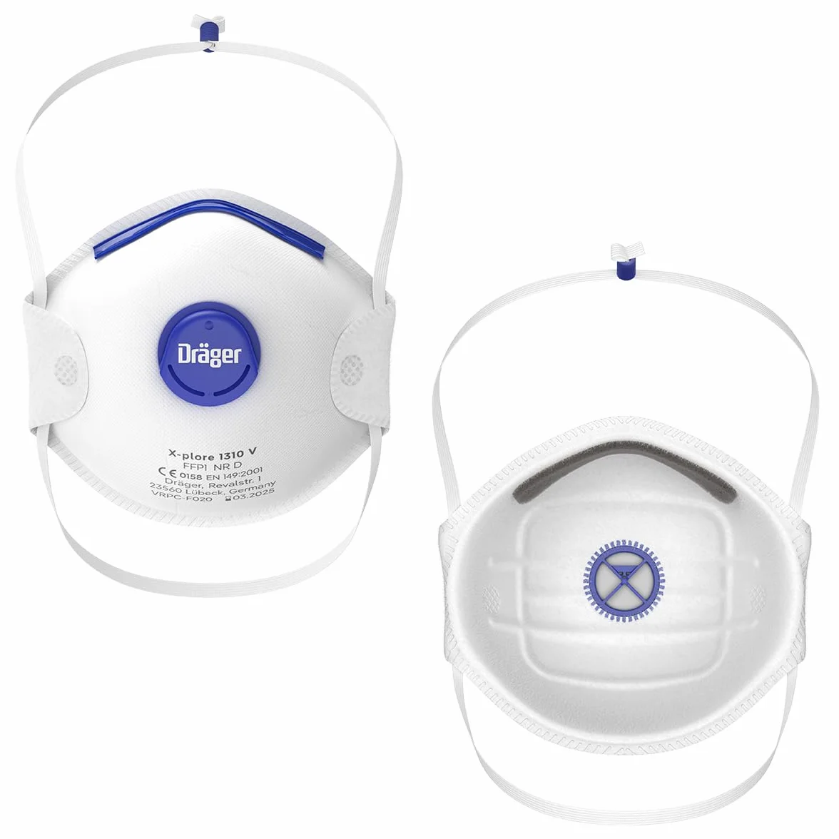 Dräger X-plore 1310 V Masques de protection respiratoire antiparticules jetable FFP1 NR D, Filtration haute performance et confort d'utilisation