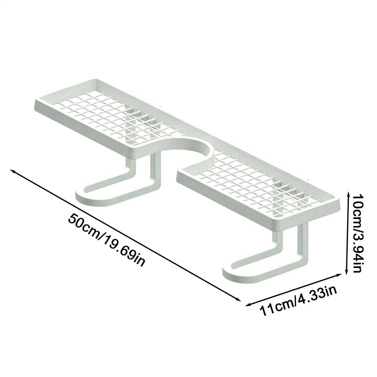 Étagère au-Dessus du Robinet Salle de Bain - sans Perçage 50 Cm Forme en U Drainage Rapide,Étagère au-Dessus du lavabo pour Salle de Bain - brosses à Dents, cosmétiques, shampoings,