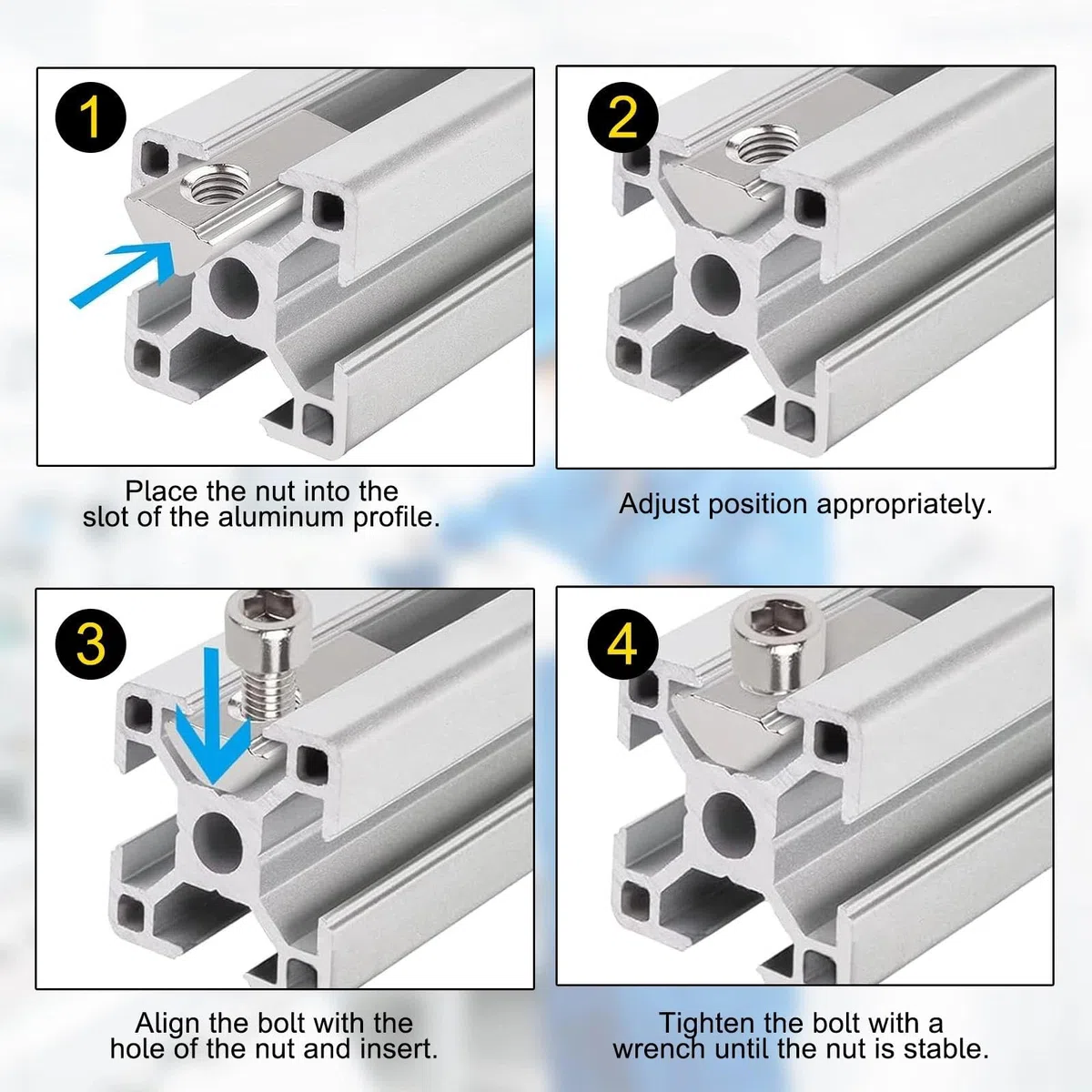 LINTRA 50 Pièces Écrous M5 Rainure 6 en T avec Bille de Centrage, 20-Série M5 Écrosu Rainure, Écrou Profilé Aluminium, Écrou en T Ressort, pour 3D CNC à Profil en C en Aluminium, Norme Européenne