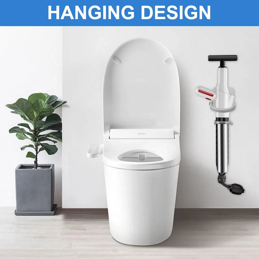 Kit de débouchage haute pression avec indicateur de pression d'air, pompe à air comprimé avec 4 embouts, déboucheur universel pour toilettes, lavabo et douche