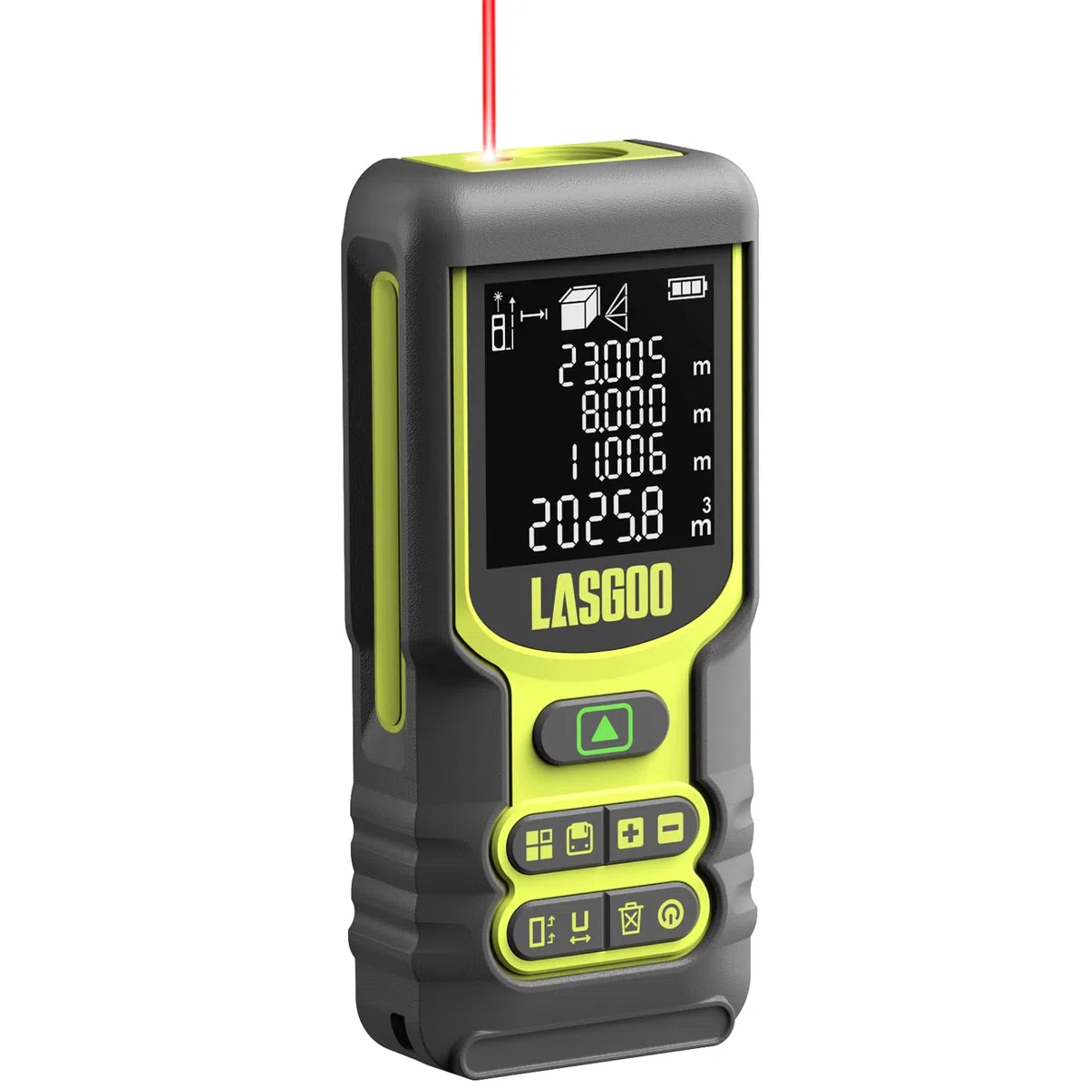 Télémètre Laser, LASGOO 60m/197ft Mètre Laser avec Unités Multiples Ft/in/M, écran LCD rétroéclairé, Mode Pythagoricien, Surface et Volume, Batterie Incluse