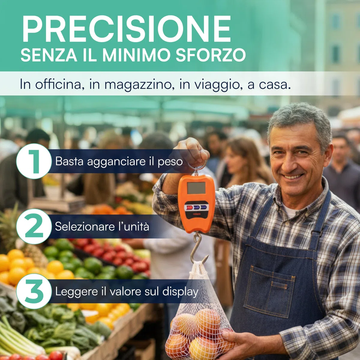 TEMPO DI SALDI Balance professionnelle numérique industrielle crochet dynamomètre ressort max 200 kg, Assortis