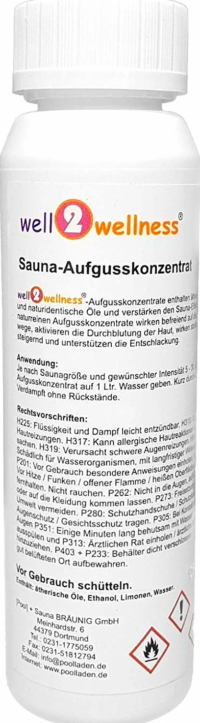 well2wellness Huiles essentielles "Classique 3" Sauna Infusion set de 4 x 125 ml eucalyptus, épicéa, pin et bouleau
