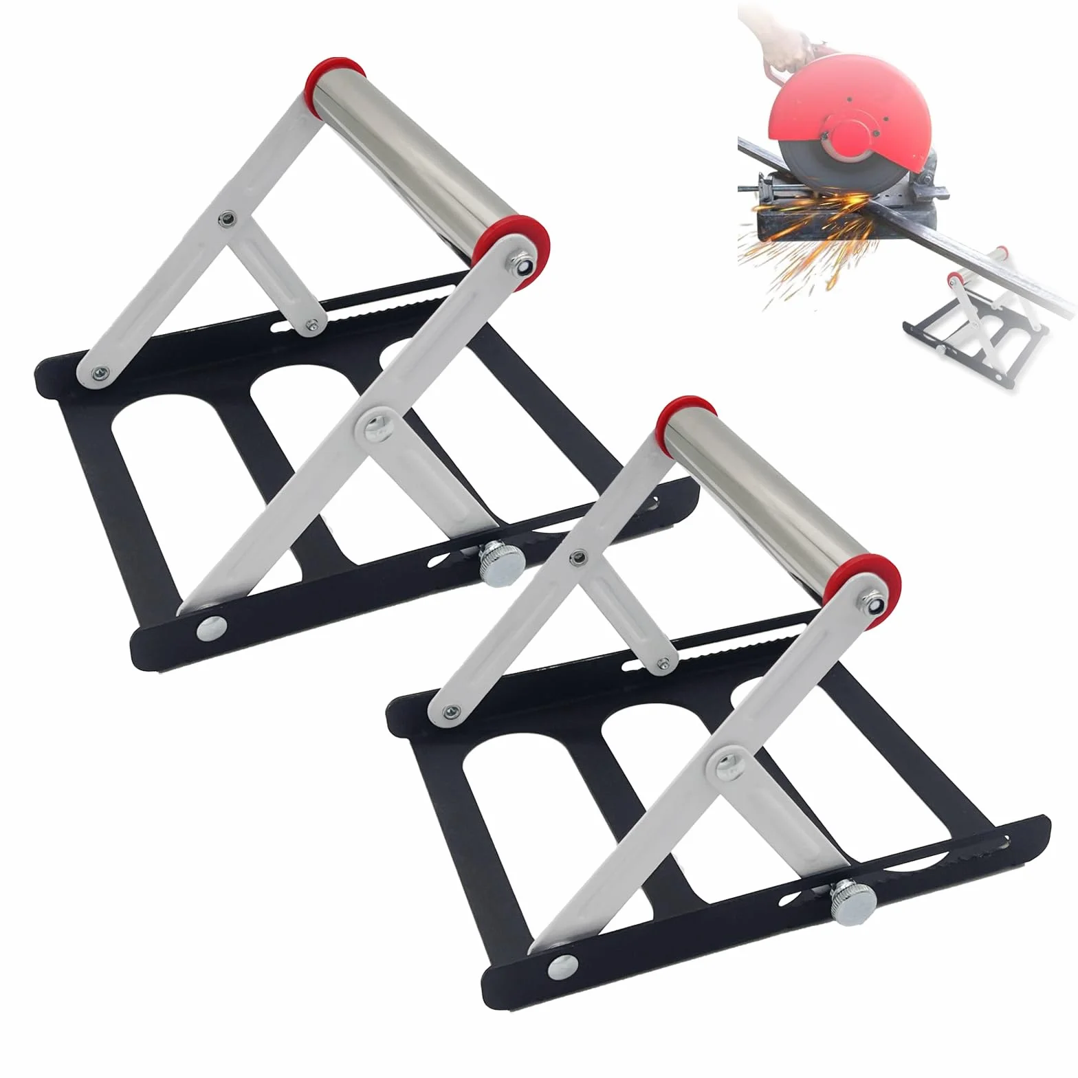 2PCS Support Réglable pour Machine de Découpe en Métal - Tréteaux Réglables pour Scie de Table et Travail