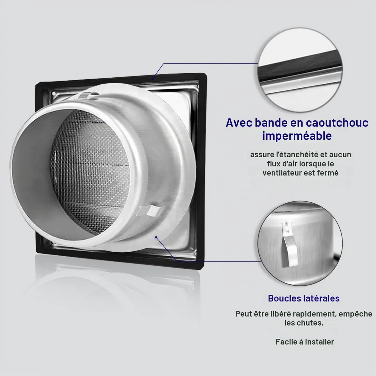 150mm Grille de ventilation, 304 inox Clapet anti-retour Grille de protection contre les intempéries, Grille de ventilation avec moustiquaire,Aeration INOX, pour tuyau VMC et gainage etc