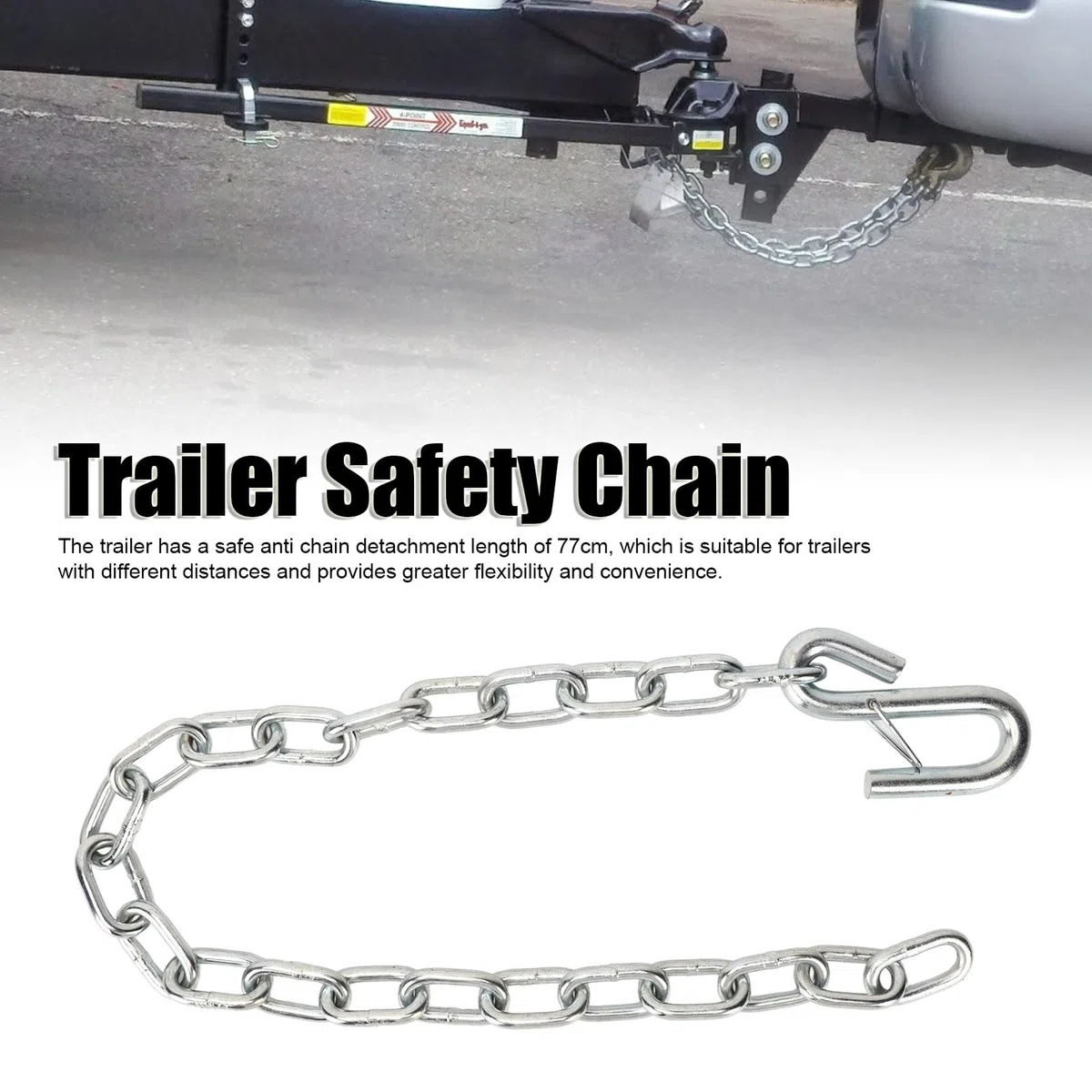 Chaîne de Sécurité pour Remorque, Chaînes de Sécurité Robustes de 3500 LB avec Double Pince à Ressort Crochets en S Câbles Métalliques de Remorquage pour Remorque RV