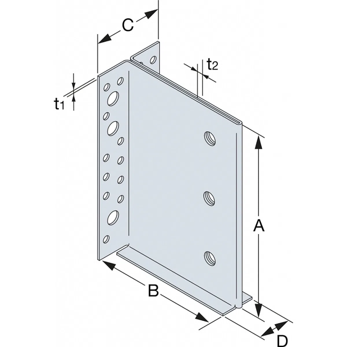 Simpson Strong-Tie - Étrier en âme intérieure - 130x70x185x2mm - cdt. 1 pièce - ref. ETNM185/130/2