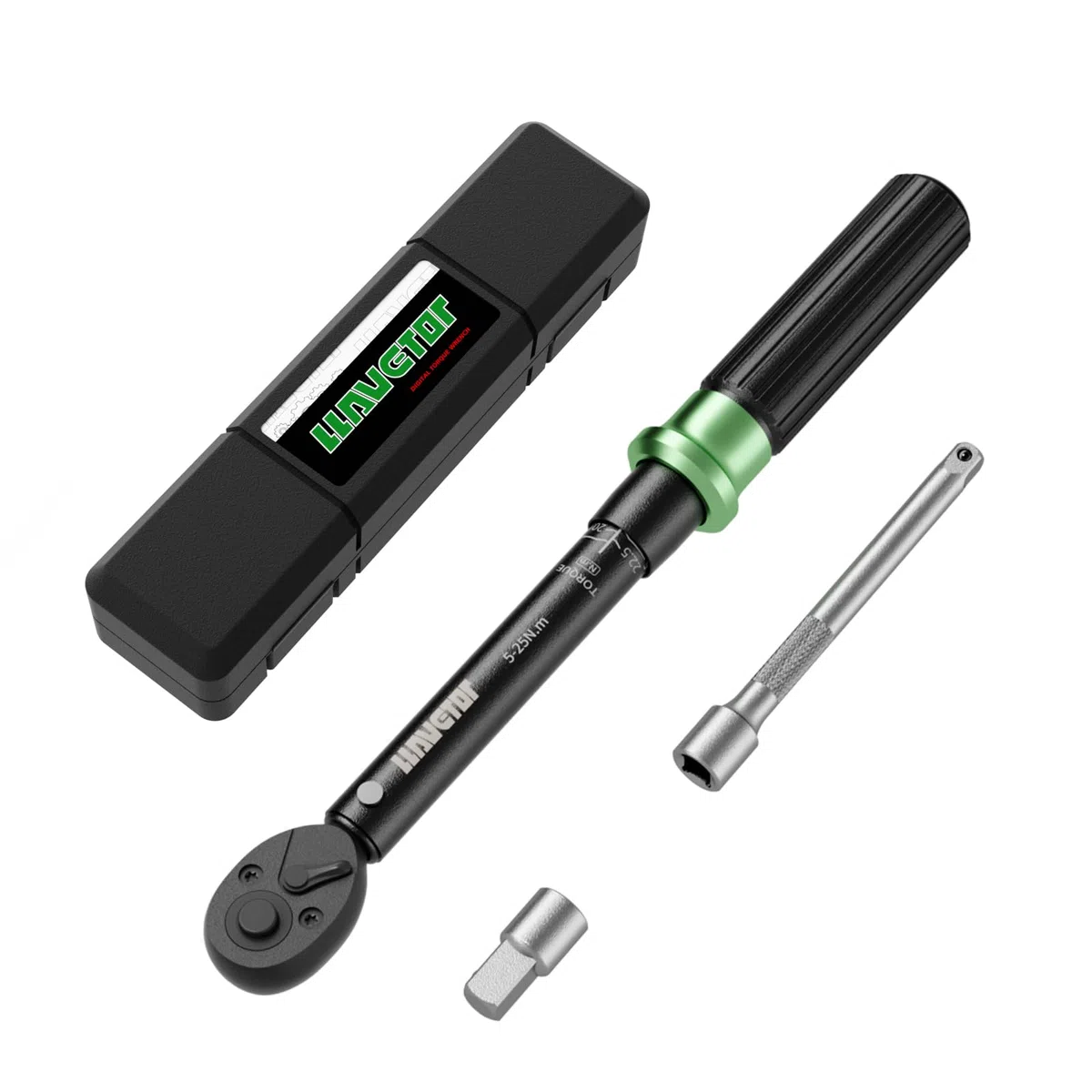 Clé Dynamométrique 1/4", 5-25 Nm Clé Dynamométrique Velo, Kit D'entretien avec 100mm Barre d'extension, 3/8" Adaptateur pour Vélos Route y Montagne, Moto