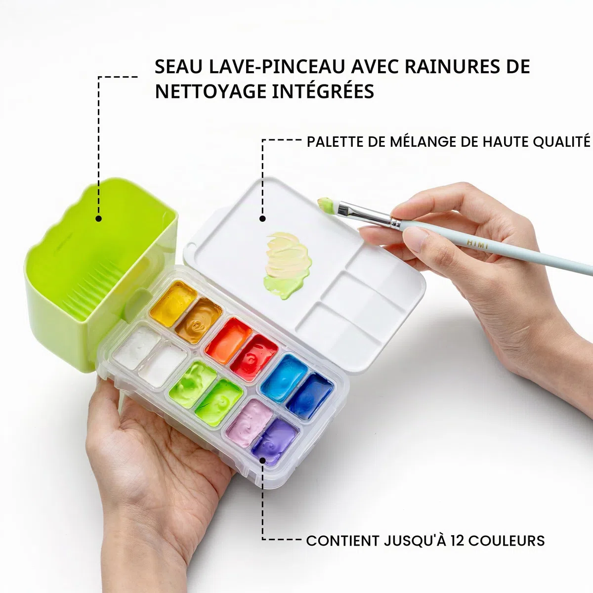 HIMI Boîte de voyage de peinture portable pour artistes, étudiants, adultes