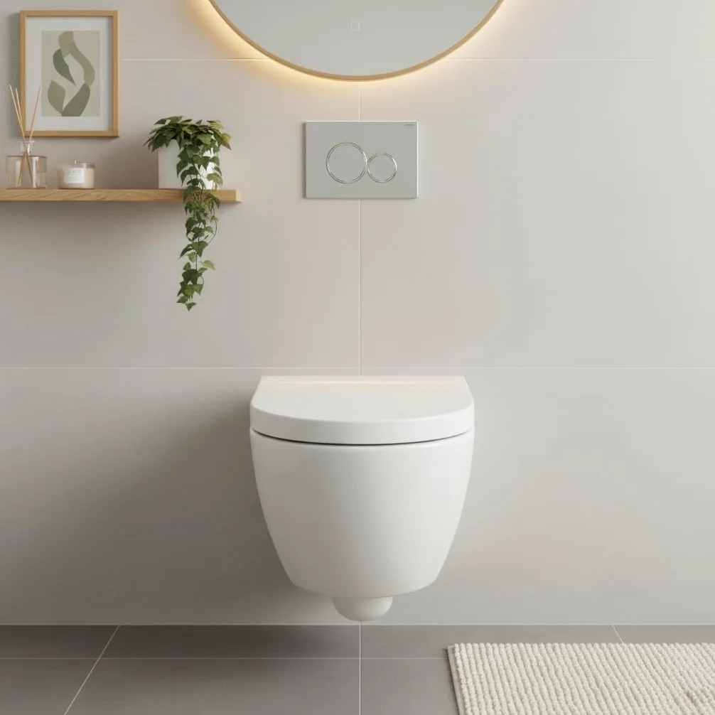 Toilettes suspendues sans réservoir d'eau – Toilettes suspendues, système de chasse d'eau (réservoir d'eau)