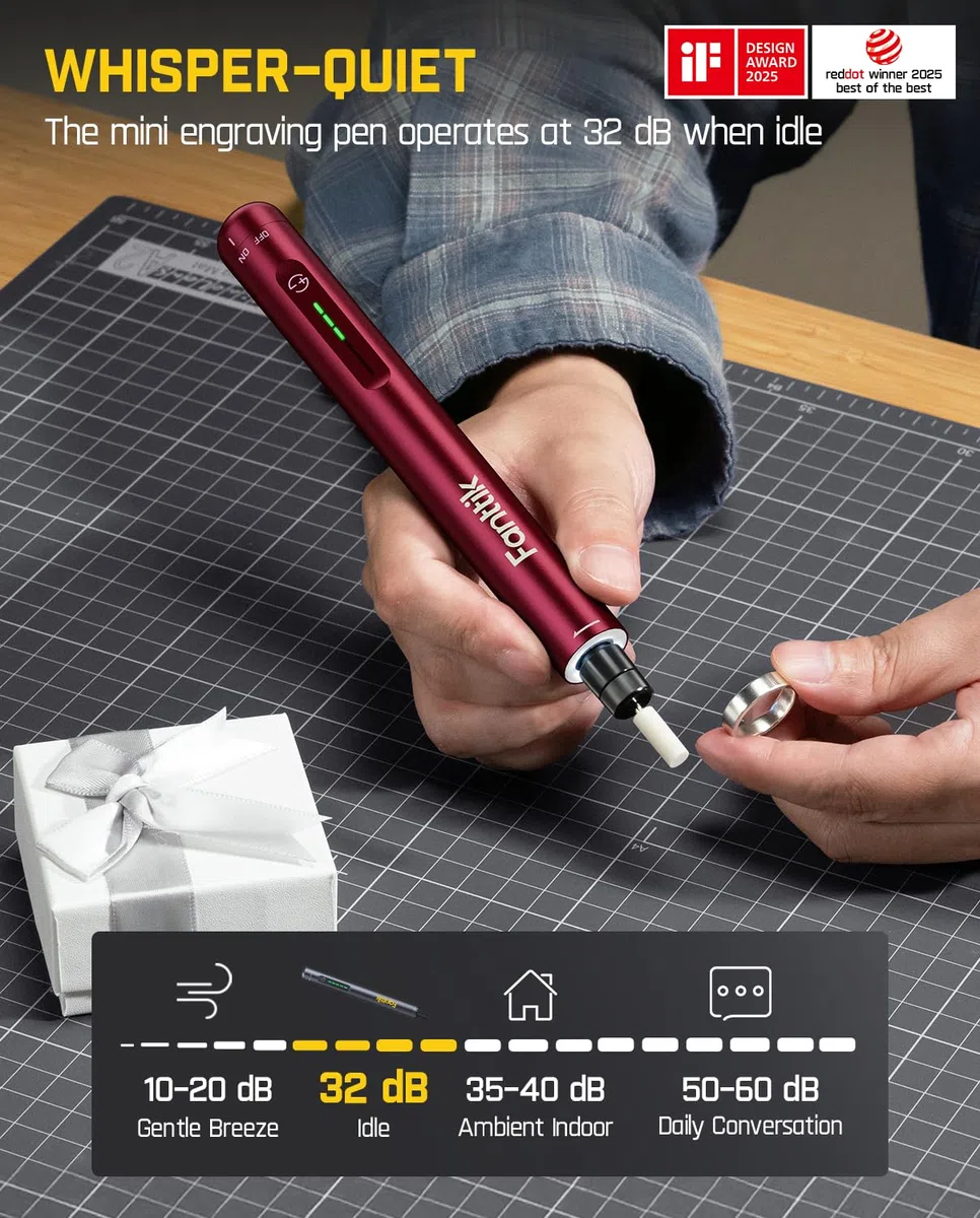 Fanttik F2 Master Outil Rotatif Multifonction Sans Fil 4V, Moteur NeoPulse, 5-Vitesses 25000tr/min Max, Mini Perceuse Sans Fil Avec 35 pcs pour Graver, Polir, Ponçage, Perçage et Bricolage（Rouge）