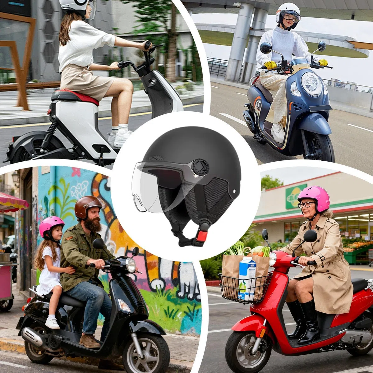 Casque de scooter électrique, casque de vélo pour homme, respirant, anti-UV, protection auditive, chapeau de sécurité pour homme et femme, équitation, skateboard, vélo pour enfants