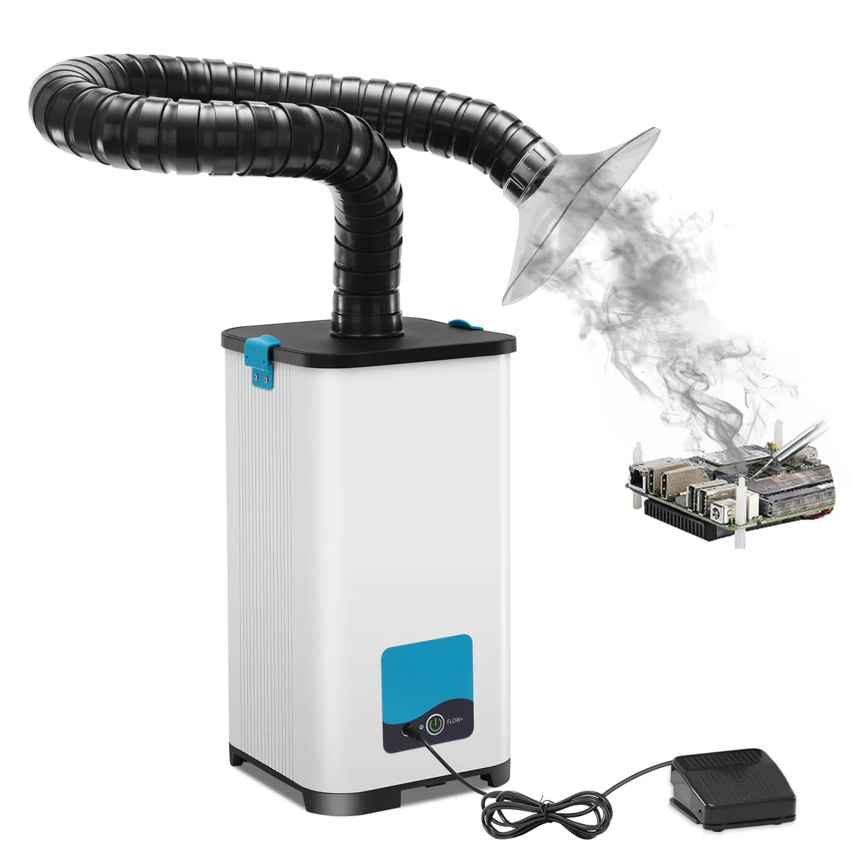 Extracteur de fumée de soudage, absorbeur de fumée à souder, 130W aspiration puissante 260 m³/h, réglage à 3 vitesses pour soudure de bureau, graveur, soudage