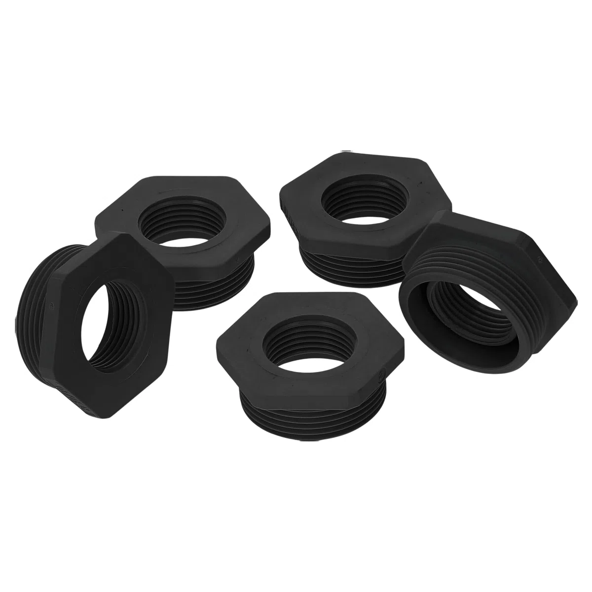 Kalitec G6322010 Lot de 5 réducteurs M32/M20 en plastique noir I Réducteur presse-étoupe hexagonal I Filetage intérieur M20 I Filetage extérieur M32 I IP68