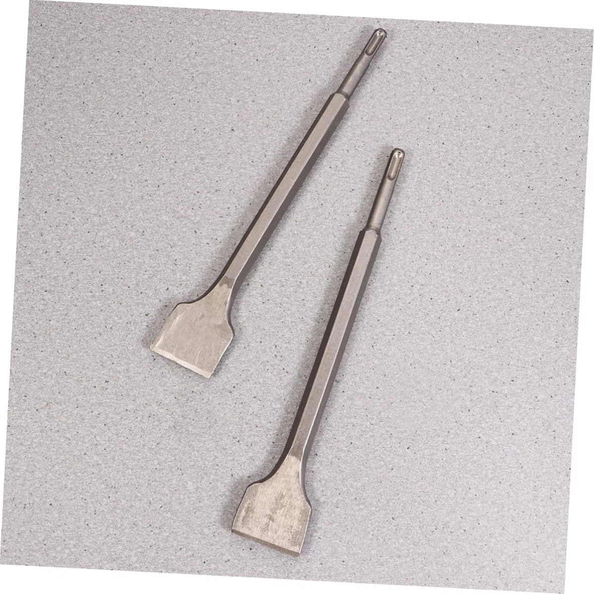 Lot De 2 Burins Plats Élargis Hexagonaux Pour Marteau-perforateur Électrique, Ciseau Plat 14 x 250 x 40 Mm, Acier Traité Peinture, Usage Murs Ciment Brique Pierre